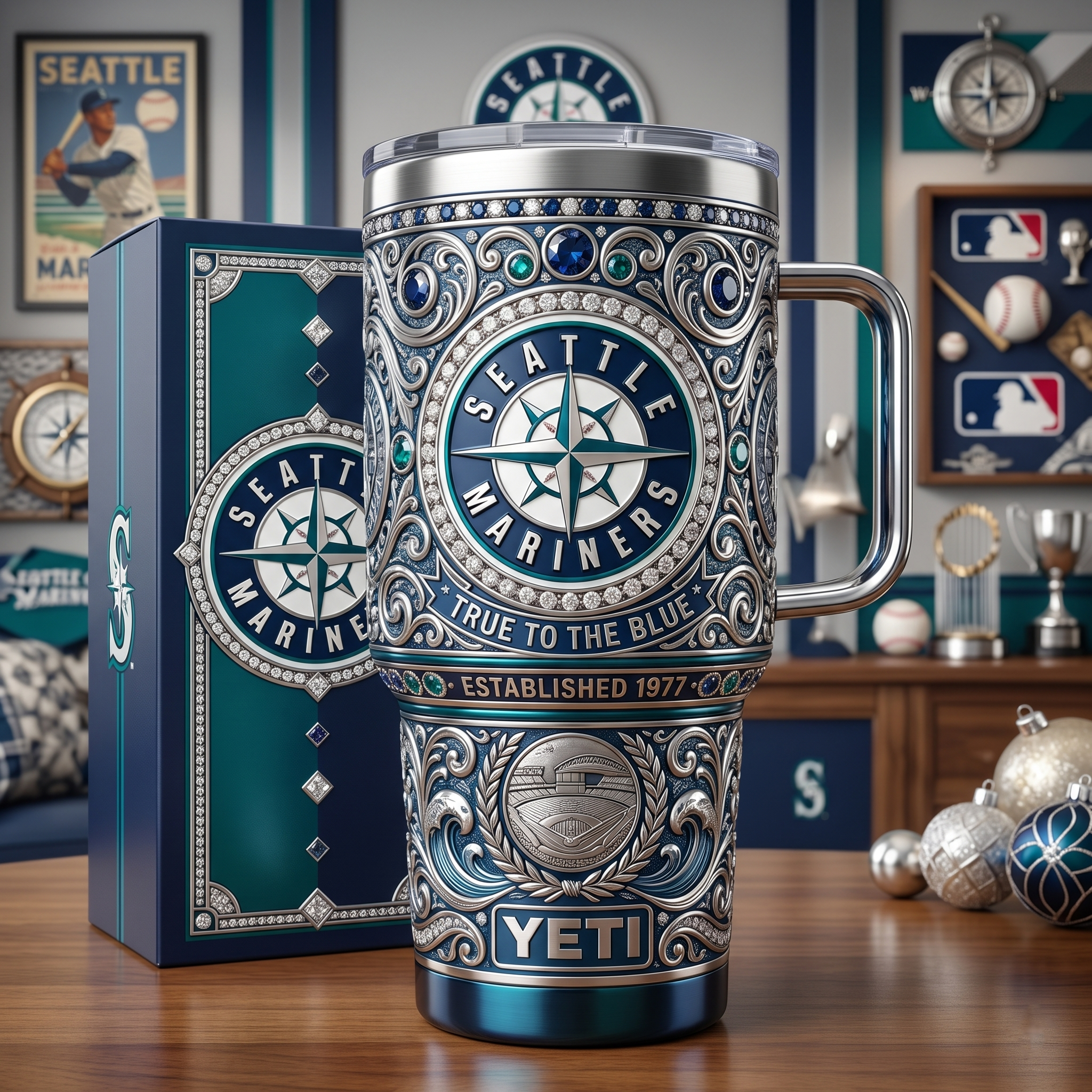 Seattle Mariners 40 oz Tumbler with Handle and Lid
