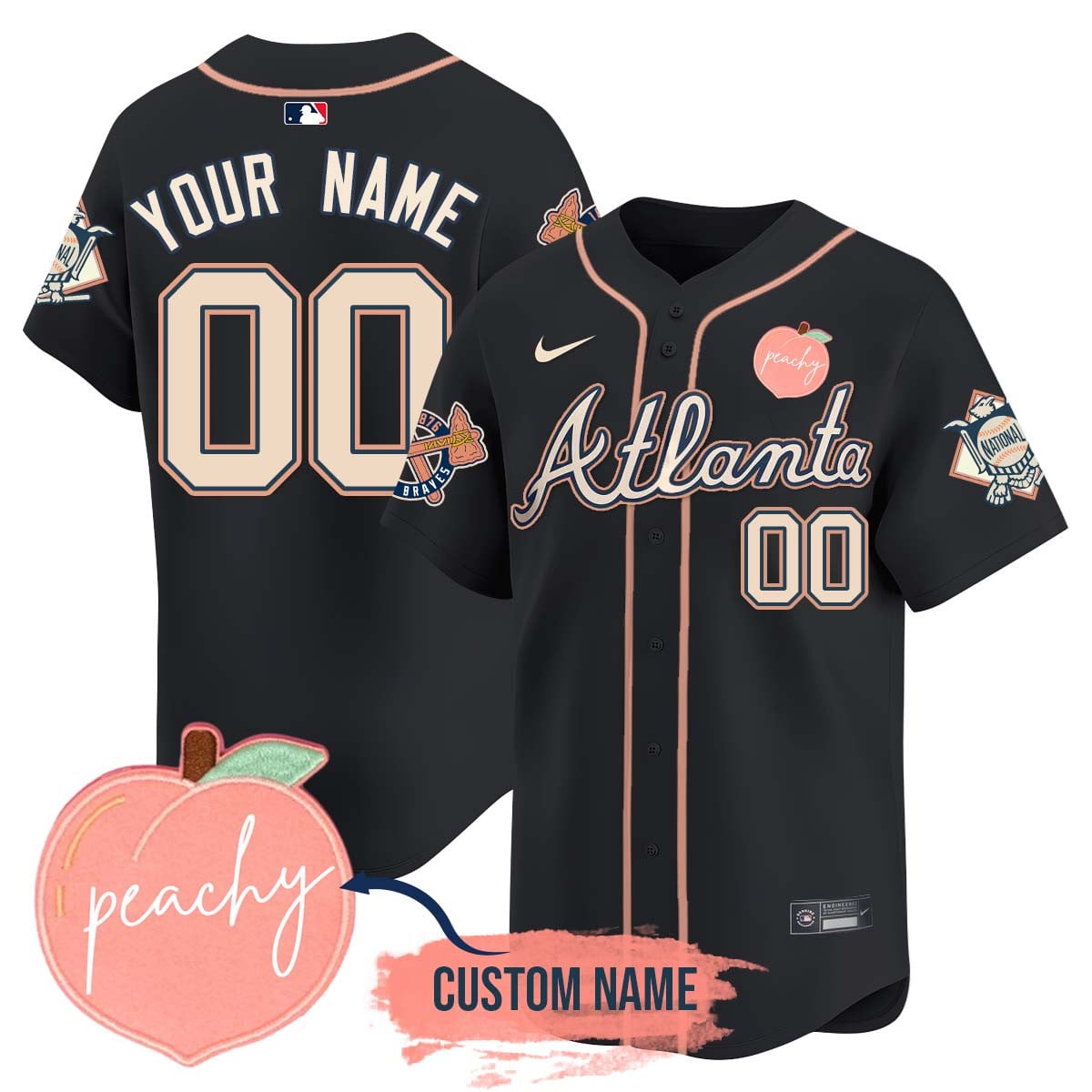 Custom Personalized Braves 2024 "Peach Fuzz" Jersey - All Stitched