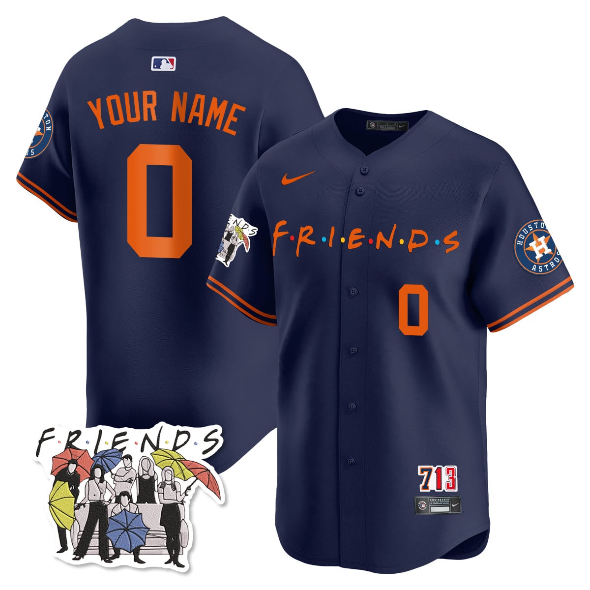 Custom Astros F.R.I.E.N.D.S Night Limited Jersey - All Stitched