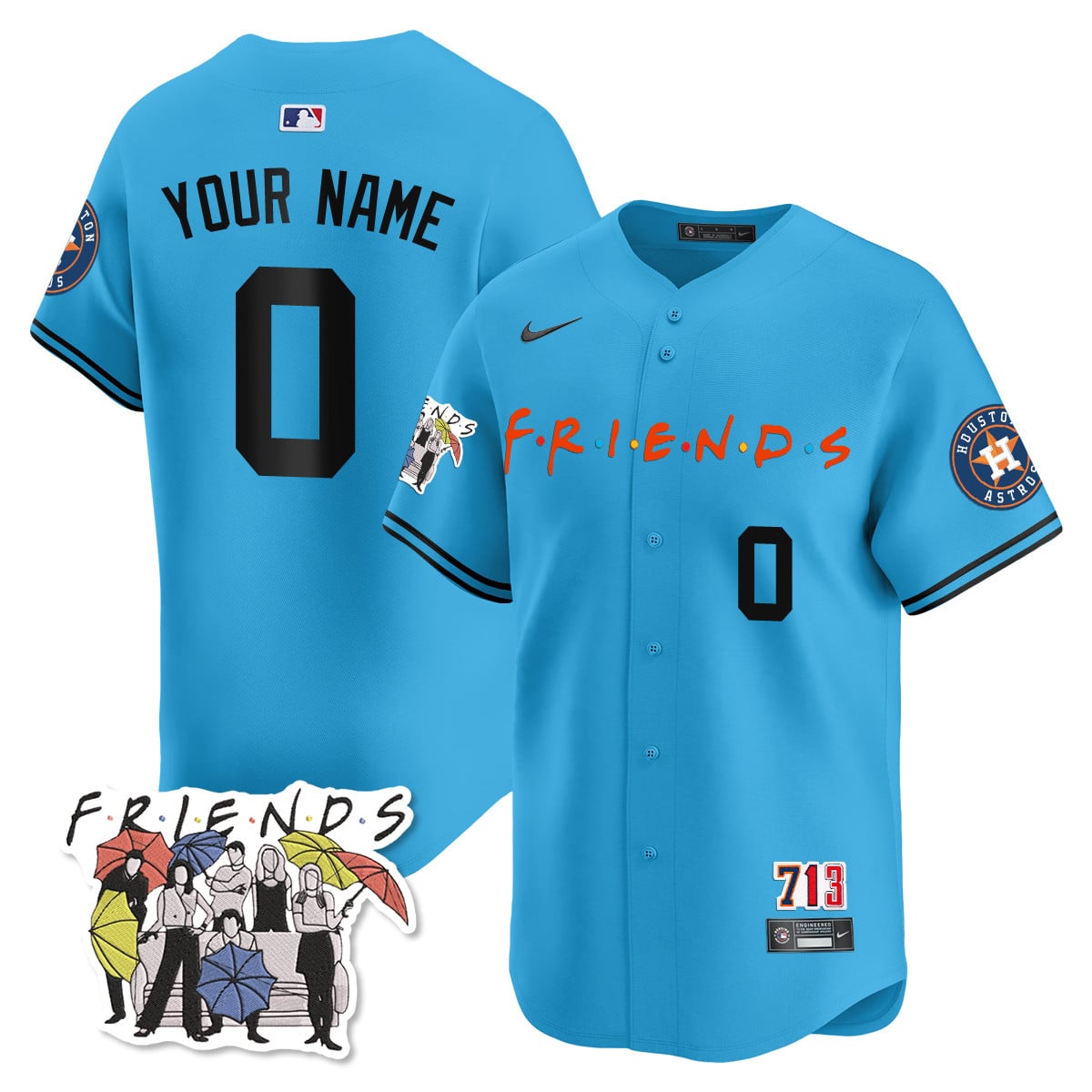Custom Astros F.R.I.E.N.D.S Night Limited Jersey - All Stitched