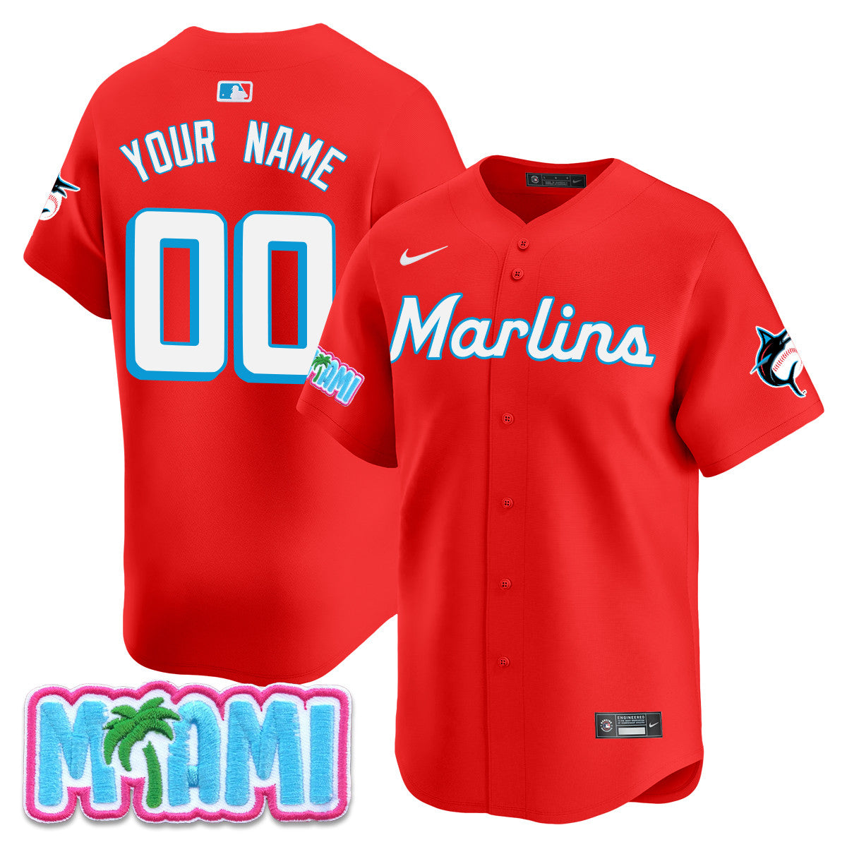 Custom Name/Gender Miami Marlins Vice City Jersey - All Stitched