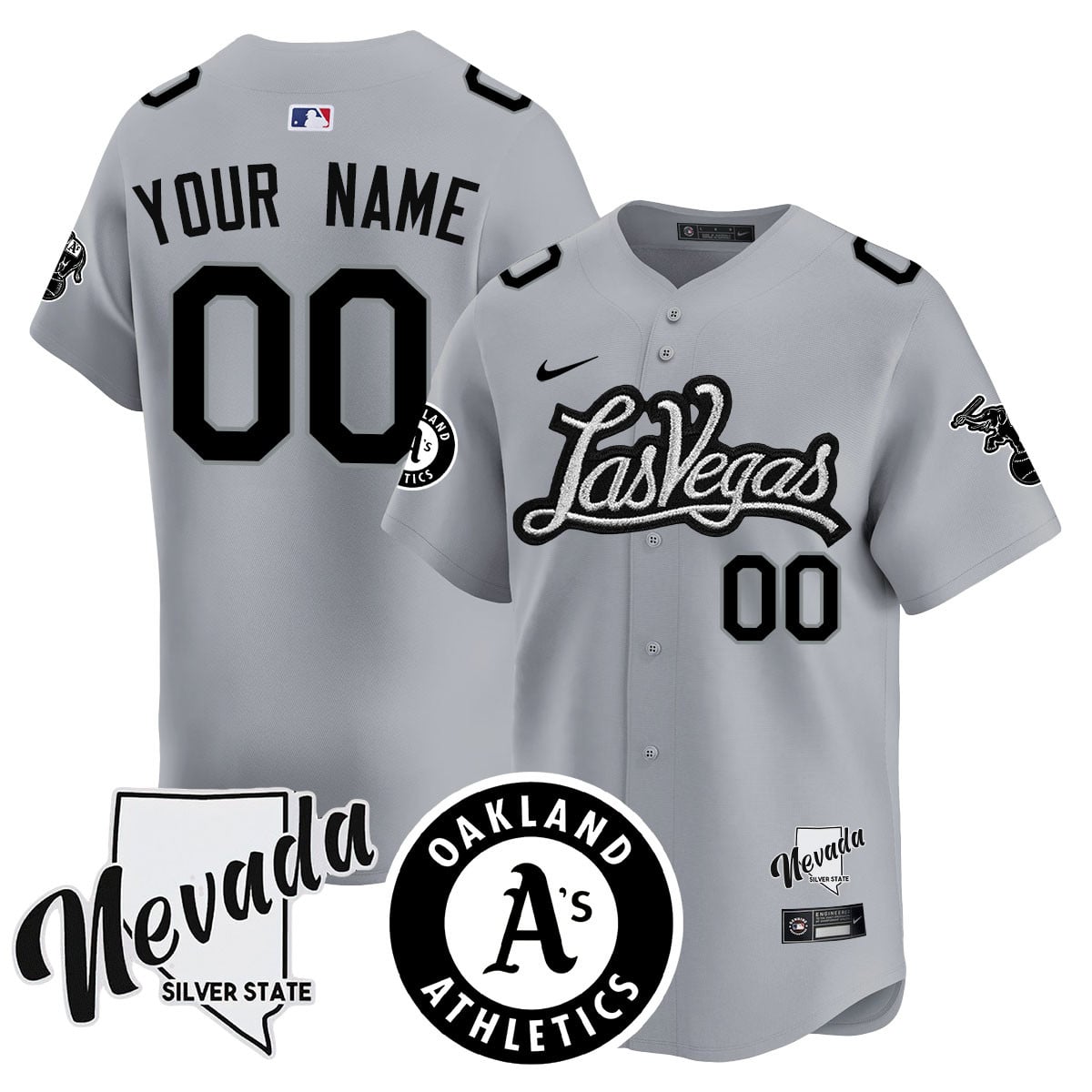 Custom Name/Gender Athletics Black Silver 2024 Jersey N1 - All Stitched