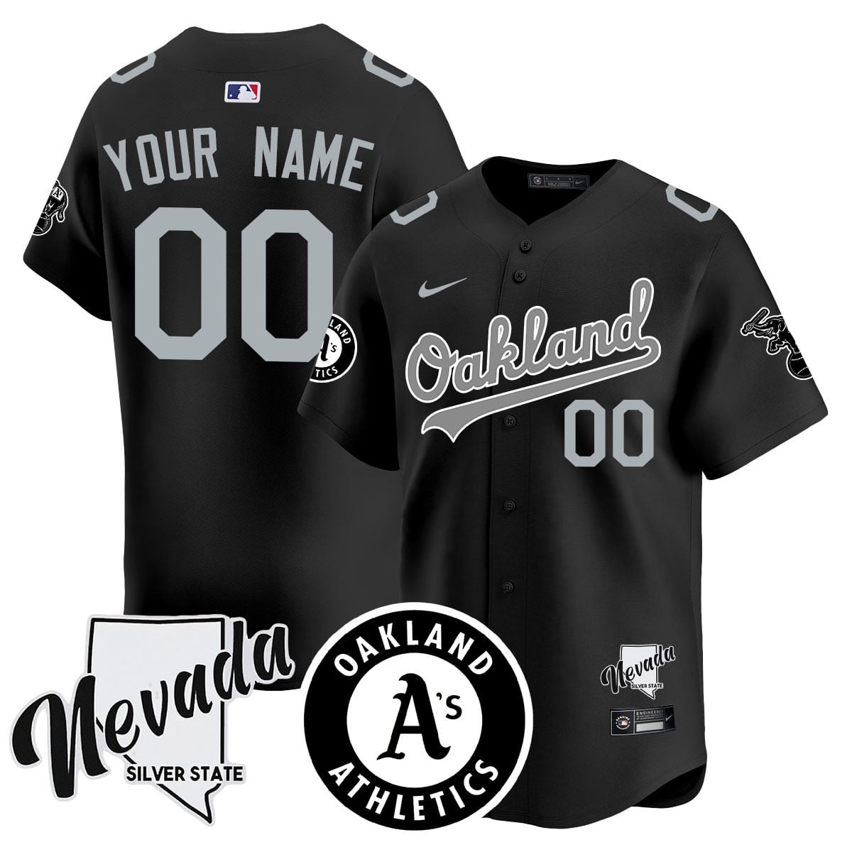 Custom Name/Gender Athletics Black Silver 2024 Jersey - All Stitched