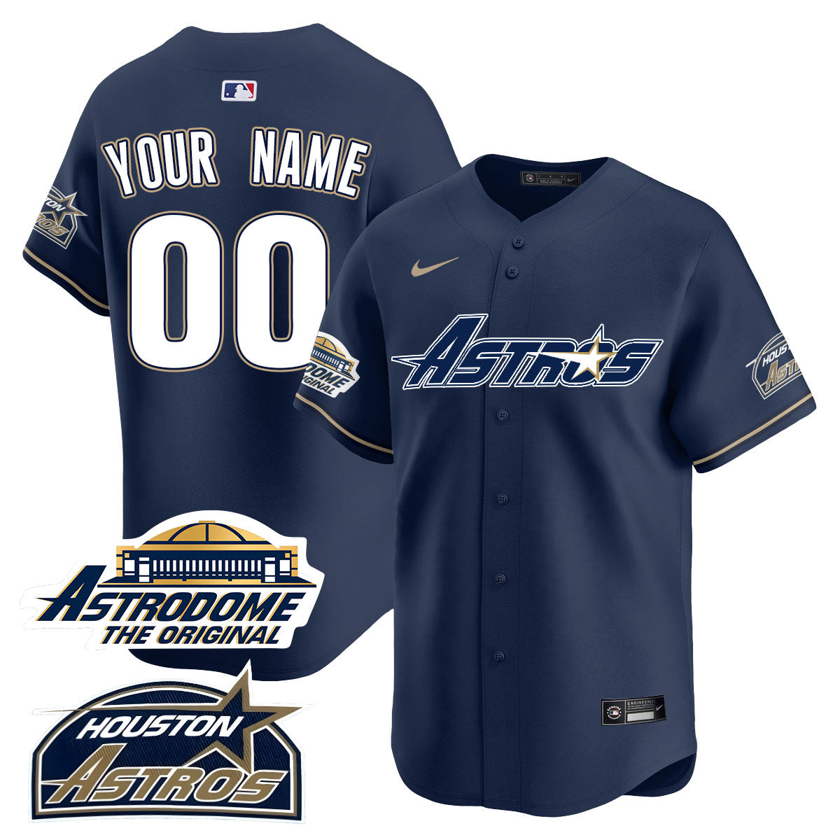 Custom Gender/Name Astros Throwback Jersey N1 - All Stitched - 25 Years Of History