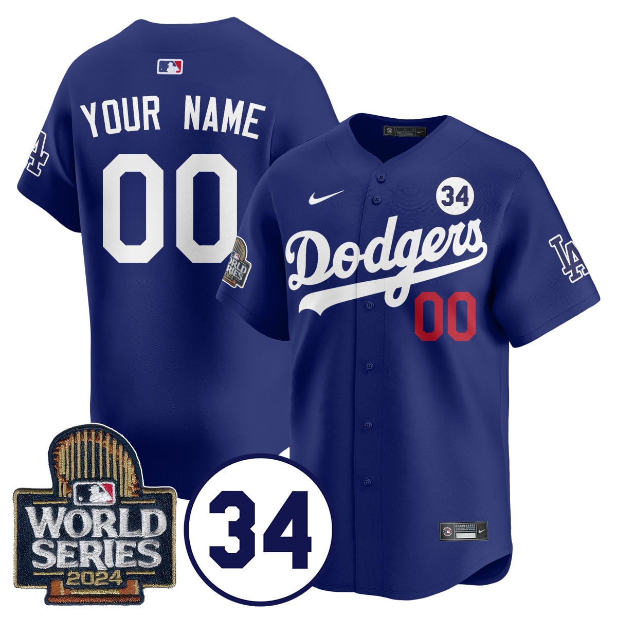 Custom Name/Gender LA Dodgers - Fernando Valenzuela Memorial Jersey/ World Series 2024 - All Stitched VTTLJ