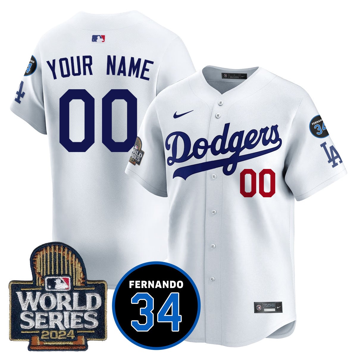 Custom Name/Gender LA Dodgers - Fernando Valenzuela Memorial Jersey/ World Series 2024 - All Stitched VTTLJS033