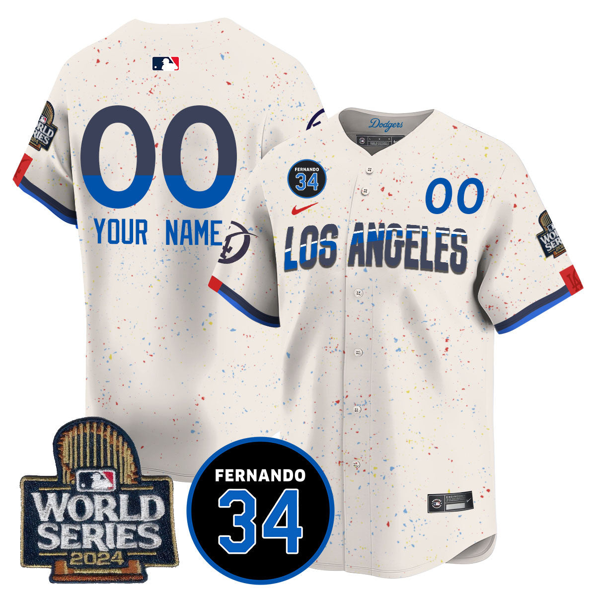 Custom Name/Gender LA Dodgers - Fernando Valenzuela Memorial Jersey/ World Series 2024 - All Stitched VTTLJS033