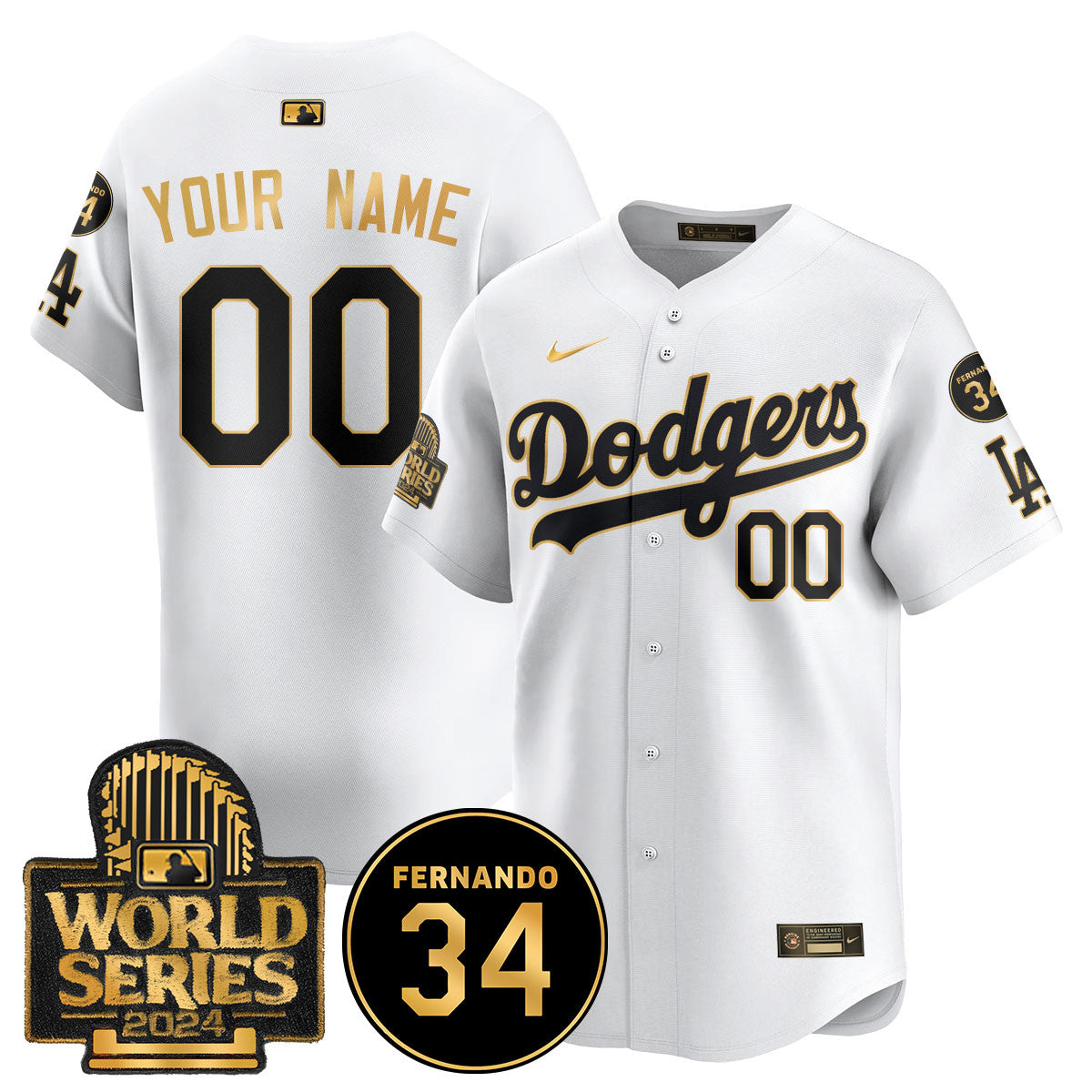 Custom Name/Gender LA Dodgers - Fernando Valenzuela Memorial Jersey/ World Series 2024 - All Stitched VTTLJS033