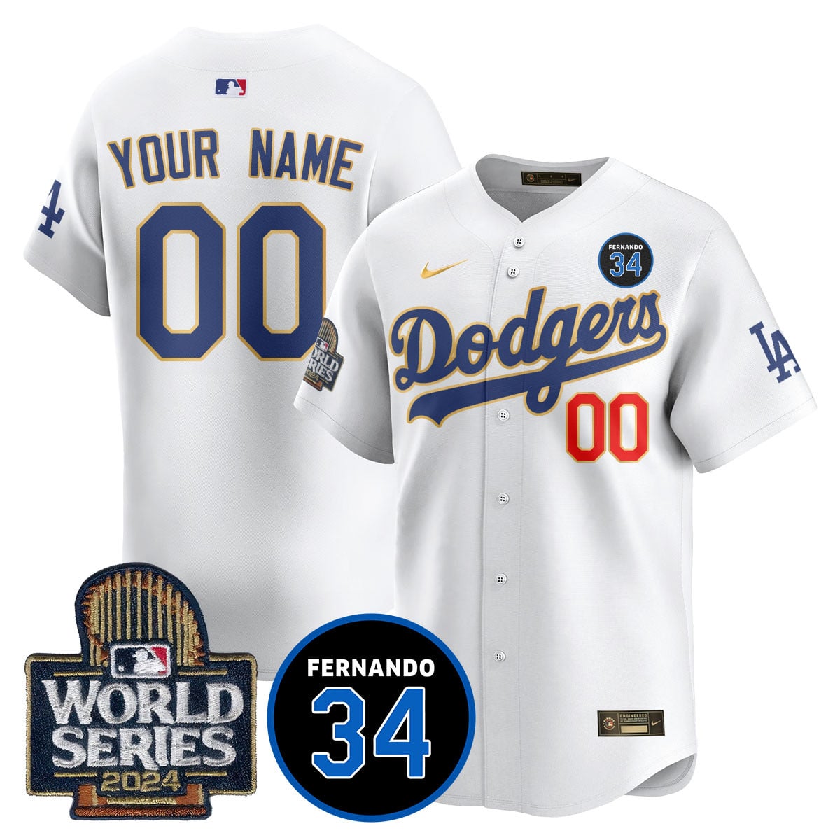 Custom Name/Gender LA Dodgers - Fernando Valenzuela Memorial Jersey/ World Series 2024 - All Stitched N1 VTTLJS033