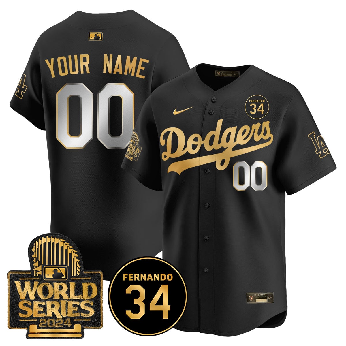 Custom Name/Gender LA Dodgers - Fernando Valenzuela Memorial Jersey/ World Series 2024 - All Stitched N1 VTTLJS033