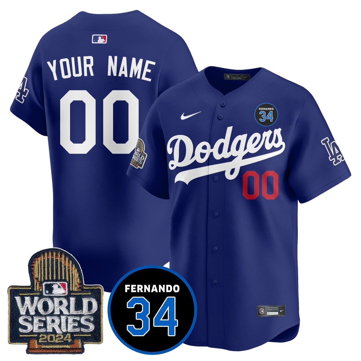 Custom Name/Gender LA Dodgers - Fernando Valenzuela Memorial Jersey/ World Series 2024 - All Stitched N1 VTTLJS033