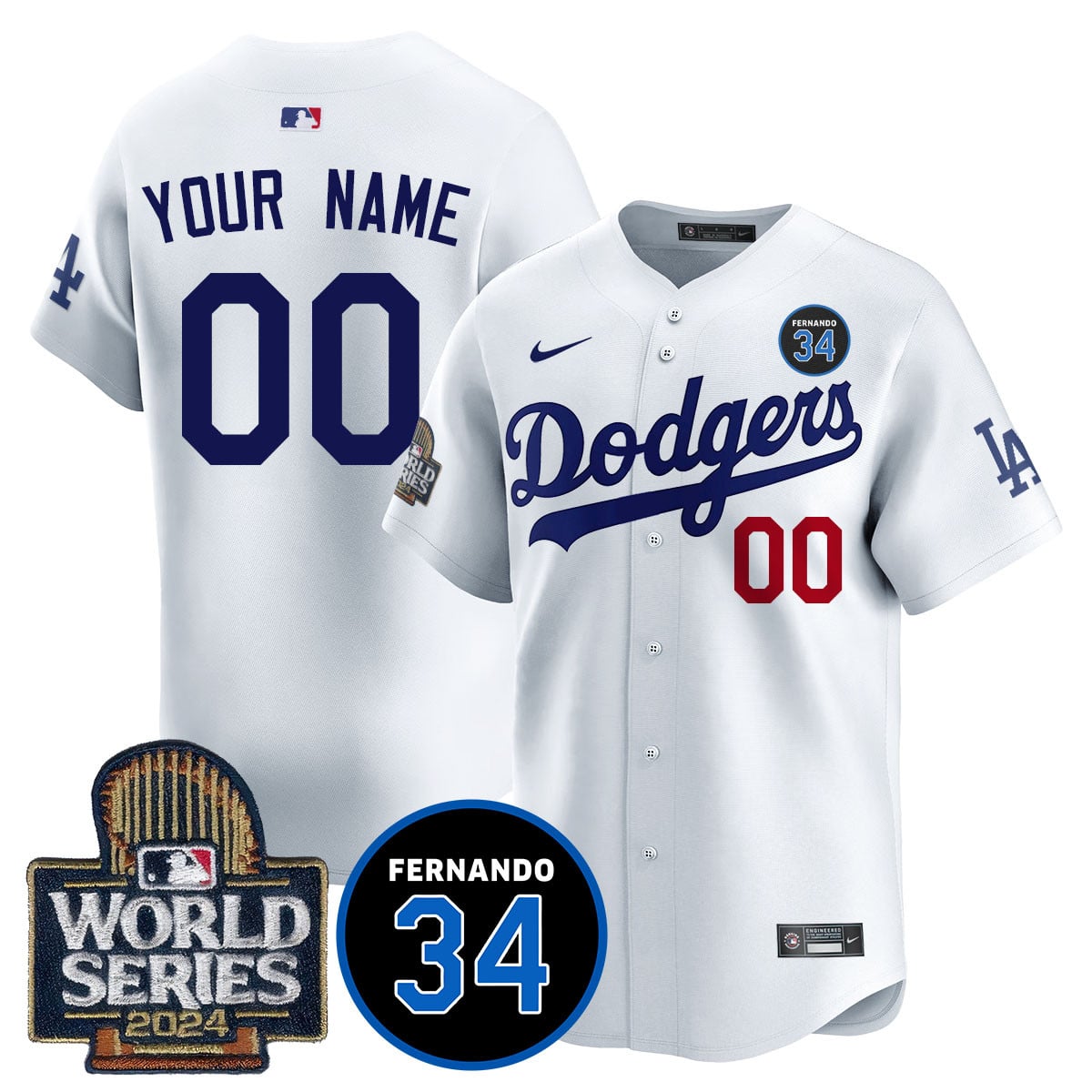 Custom Name/Gender LA Dodgers - Fernando Valenzuela Memorial Jersey/ World Series 2024 - All Stitched N1 VTTLJS033