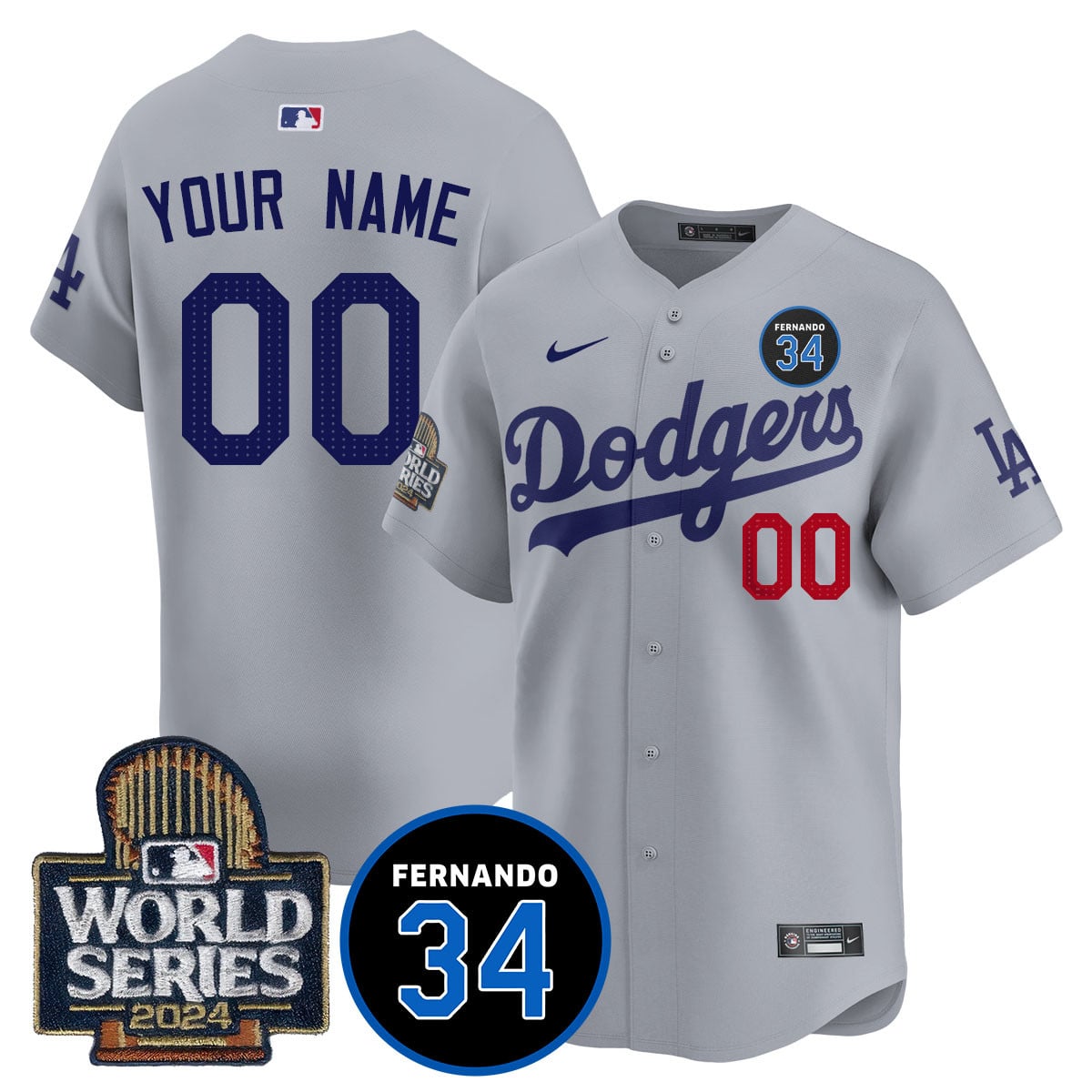 Custom Name/Gender LA Dodgers - Fernando Valenzuela Memorial Jersey/ World Series 2024 - All Stitched N1 VTTLJS033