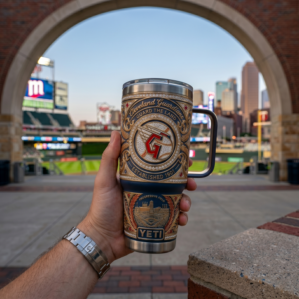 Cleveland Guardians 40 oz Tumbler with Handle and Lid