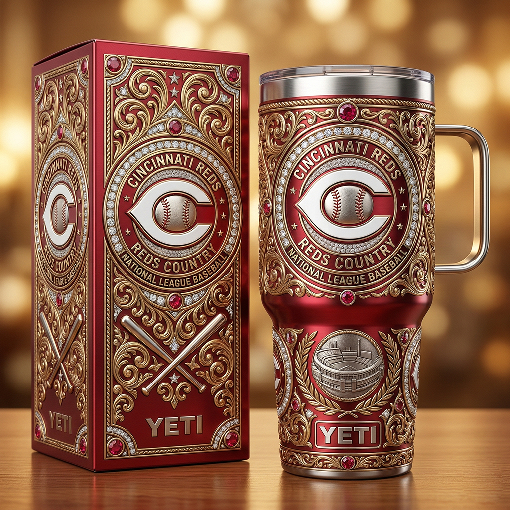 Cincinnati Reds 40 oz Tumbler with Lid and Handle