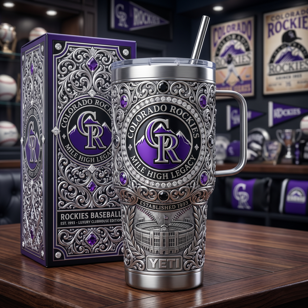 Colorado Rockies 40 oz Tumbler with Handle and Lid