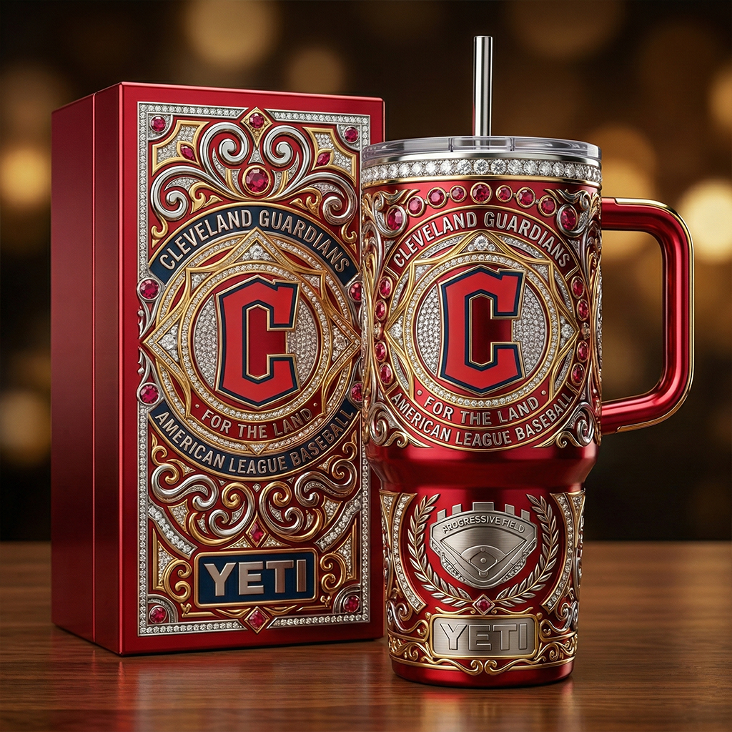 Cleveland Guardians 40 oz Tumbler with Lid and Handle