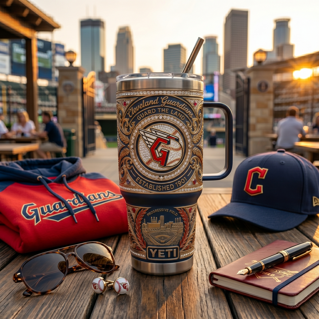 Cleveland Guardians 40 oz Tumbler with Handle and Lid