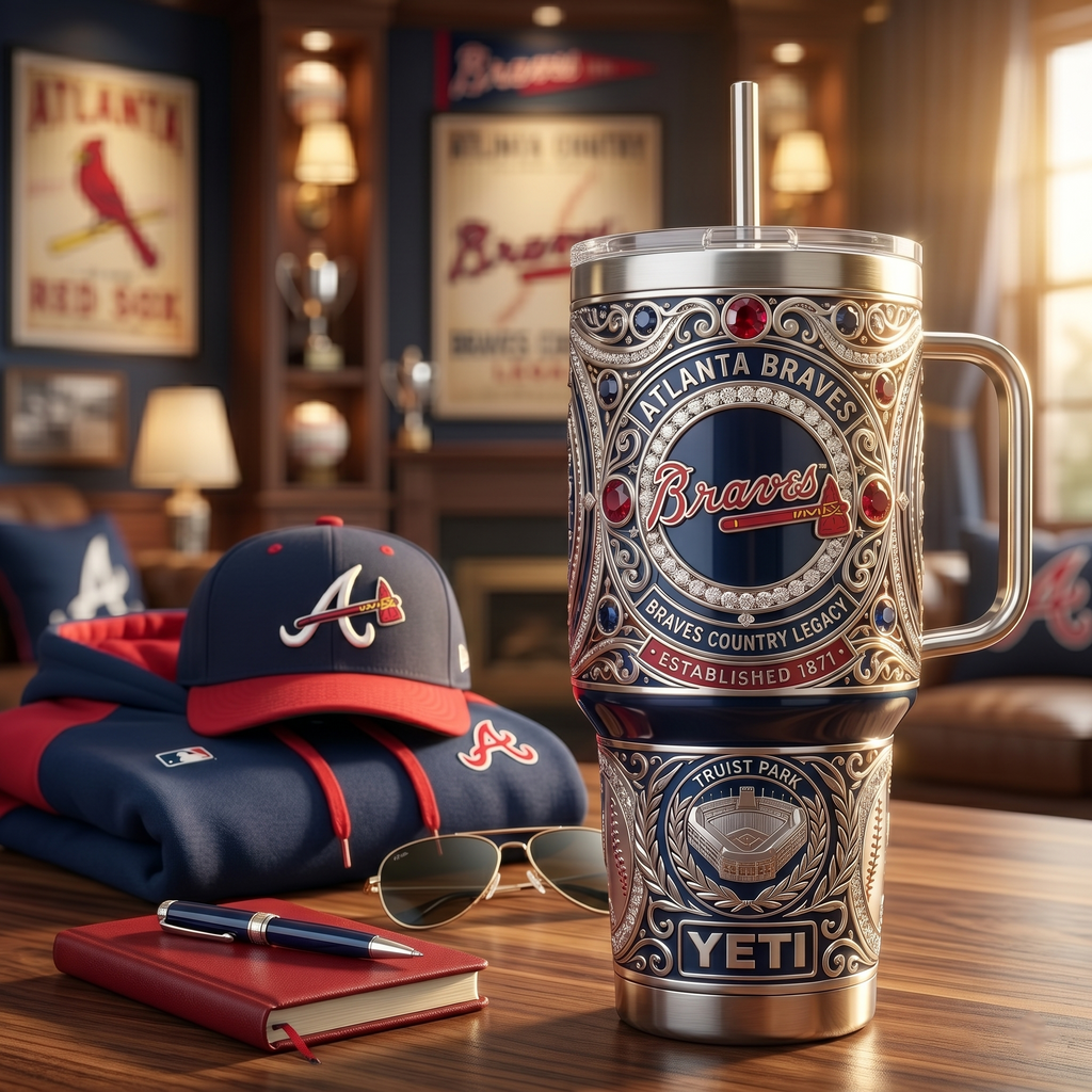 Atlanta Braves 40 oz Tumbler with Handle and Lid