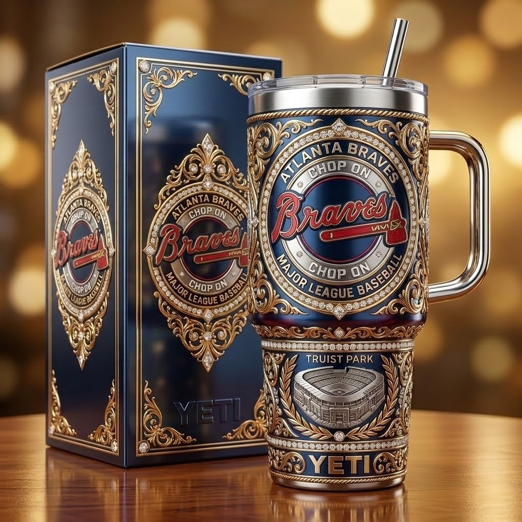 Atlanta Braves 40 oz Tumbler with Lid and Handle