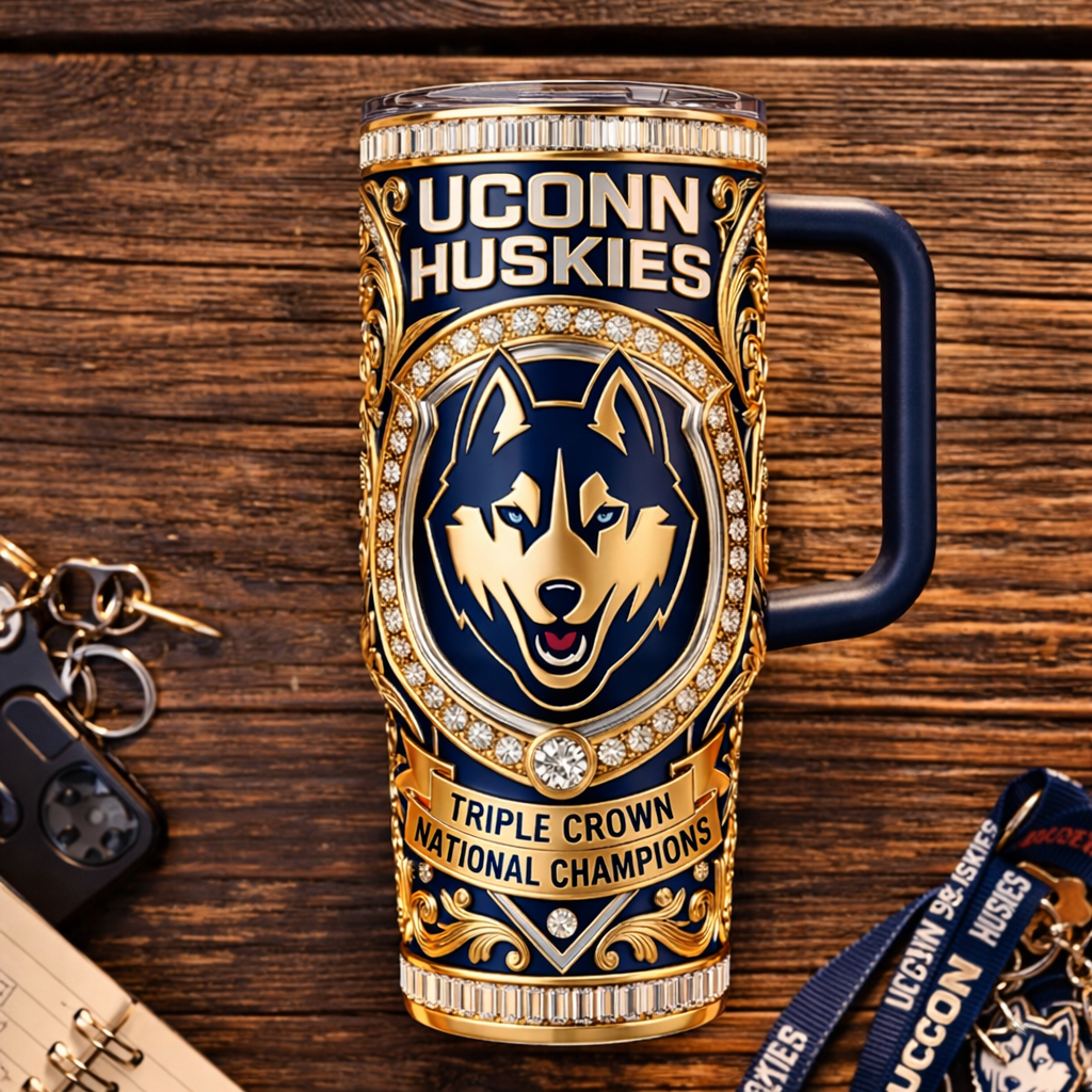 Uconn Huskies 40 oz Tumbler with Handle Lid and Straw