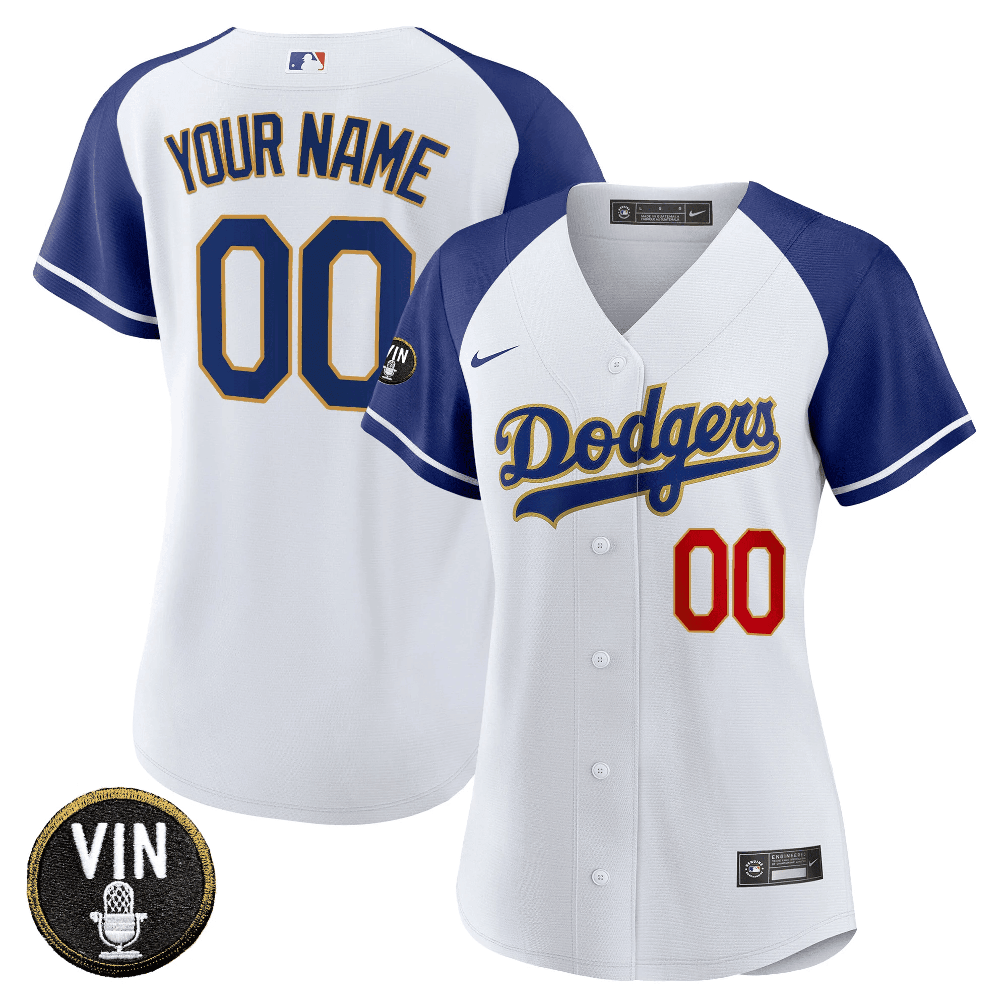 Dodgers Vin Scully Patch Flex Base Custom Jersey - All Stitched