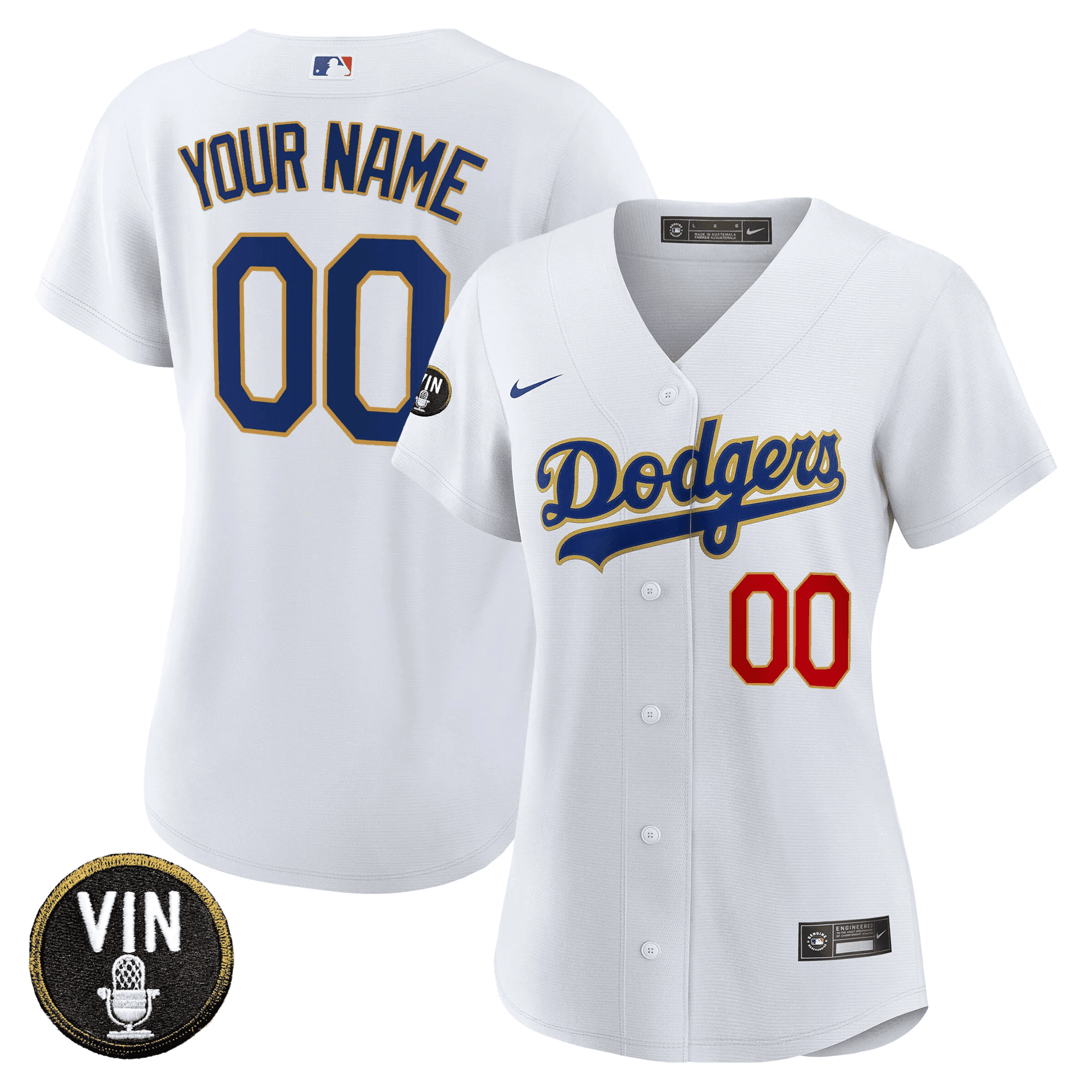 Dodgers Vin Scully Patch Flex Base Custom Jersey - All Stitched