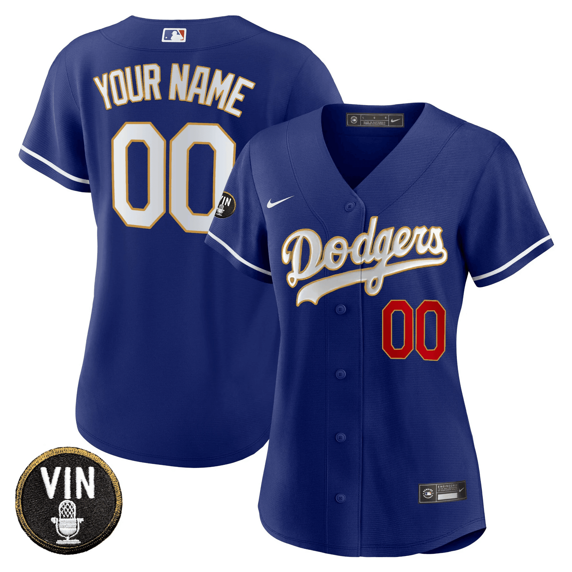 Dodgers Vin Scully Patch Flex Base Custom Jersey - All Stitched