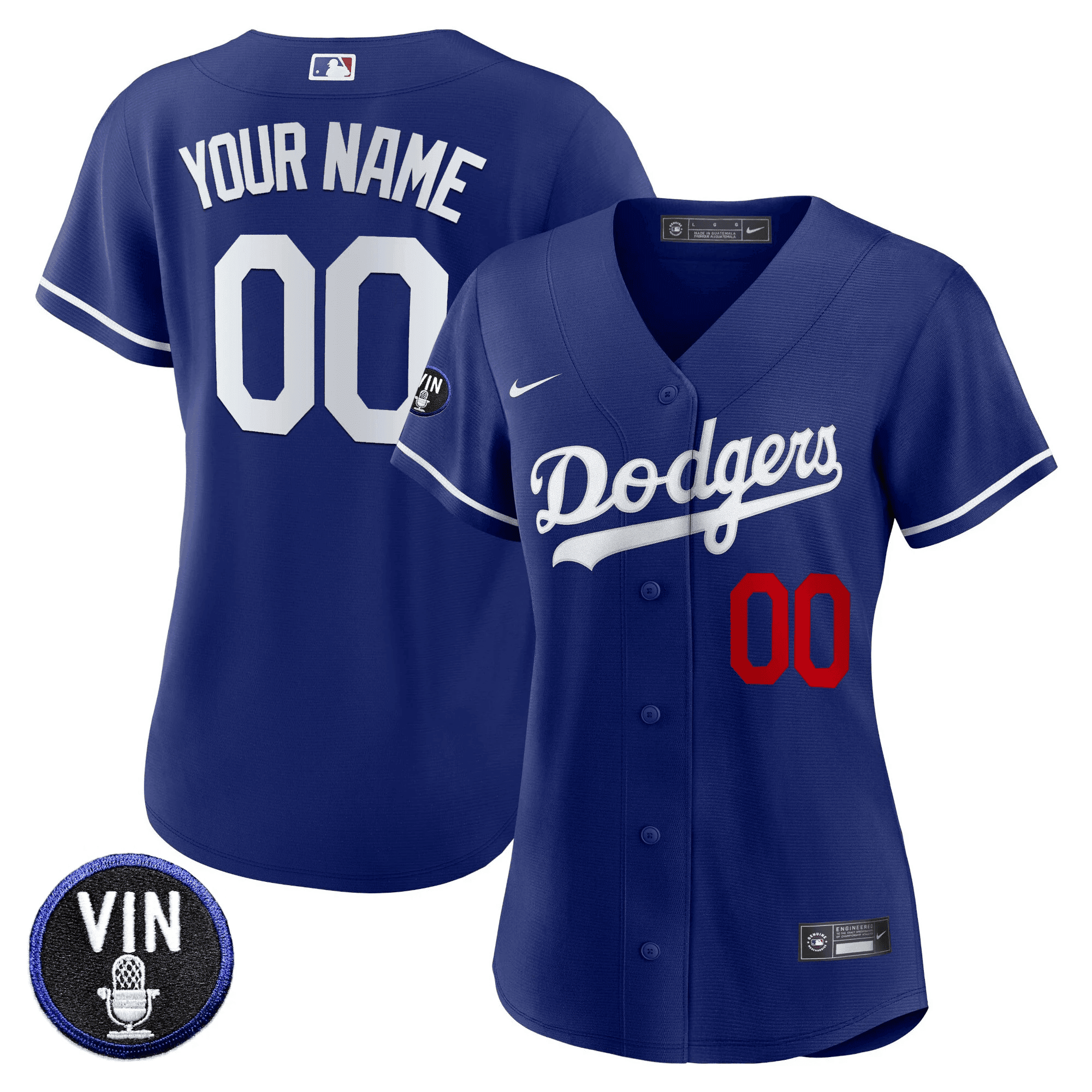 Dodgers Vin Scully Patch Flex Base Custom Jersey - All Stitched