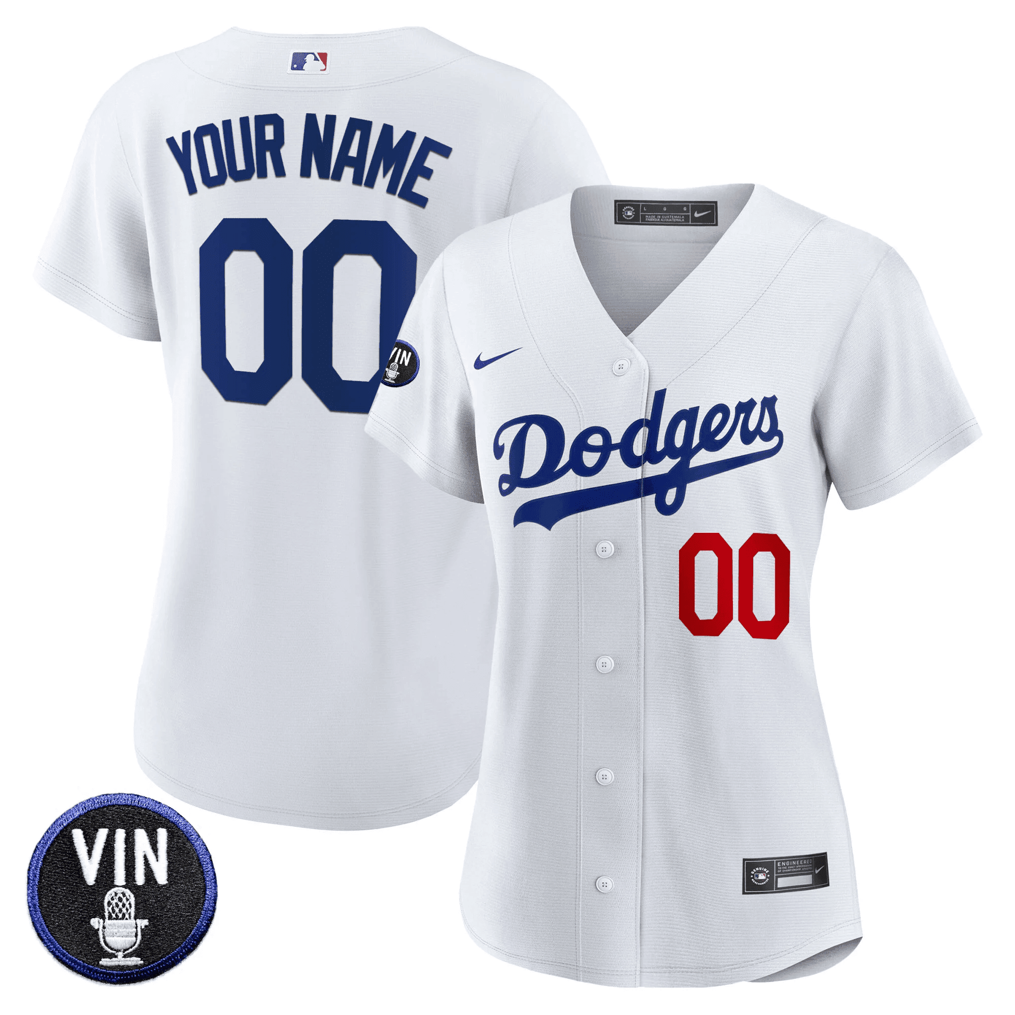 Dodgers Vin Scully Patch Flex Base Custom Jersey - All Stitched