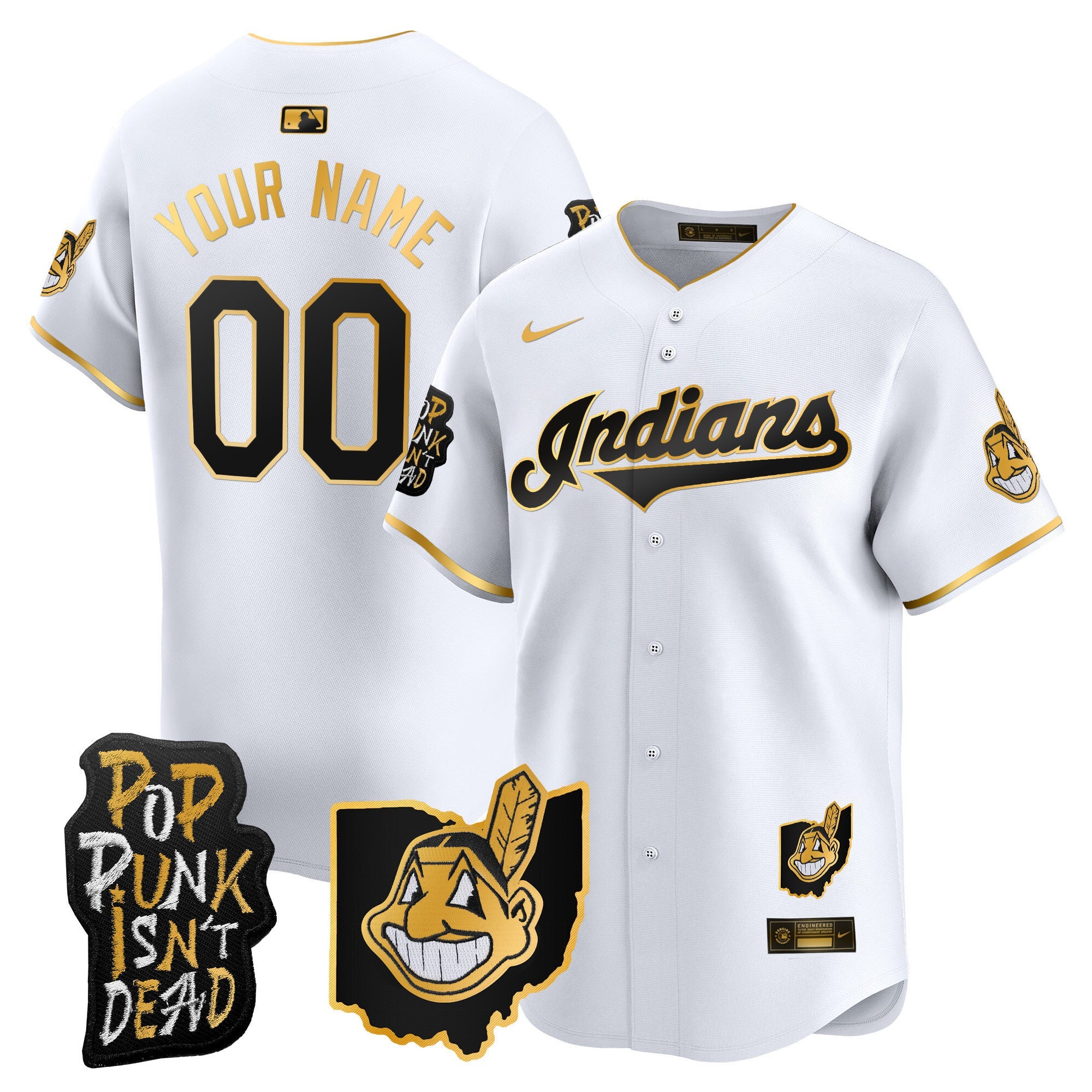 Cleveland Indians MGK Patch Vapor Premier Limited Custom Jersey - All Stitched