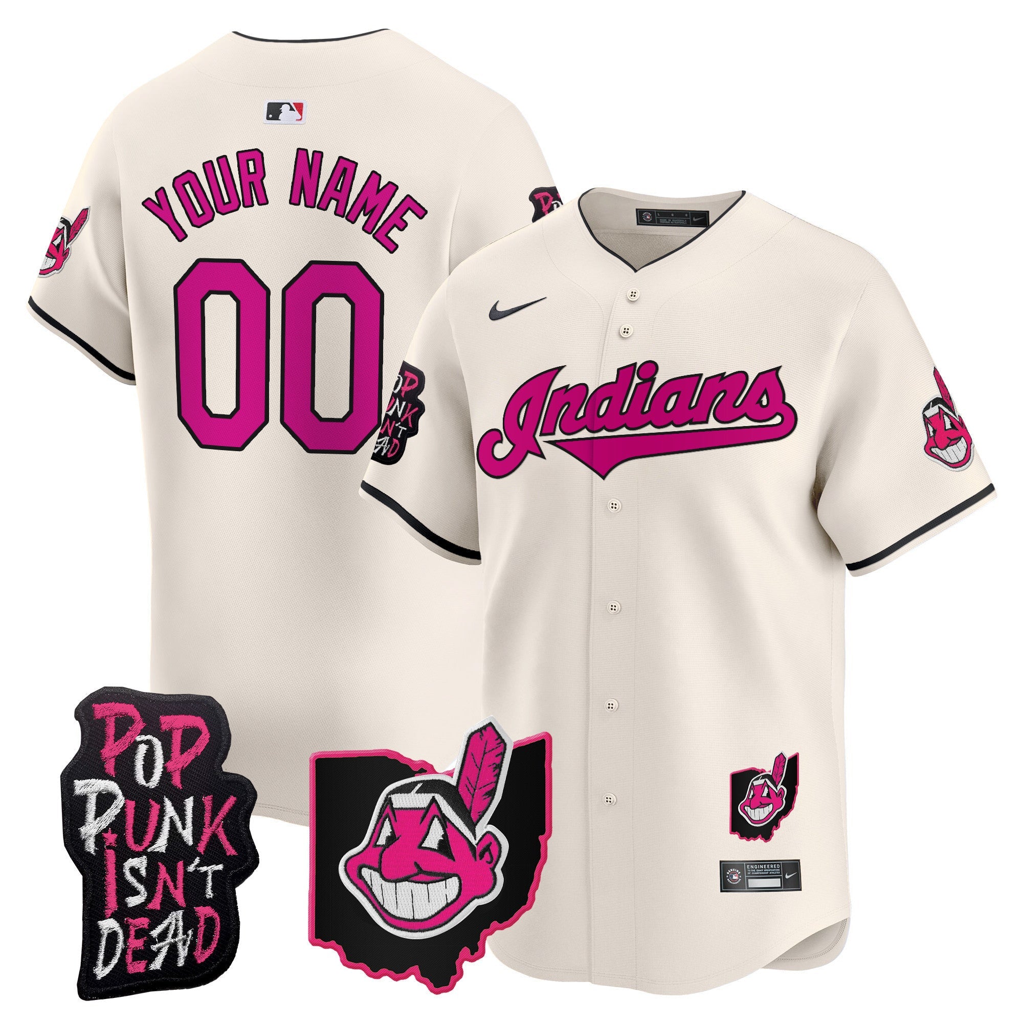 Cleveland Indians MGK Patch Vapor Premier Limited Custom Jersey - All Stitched