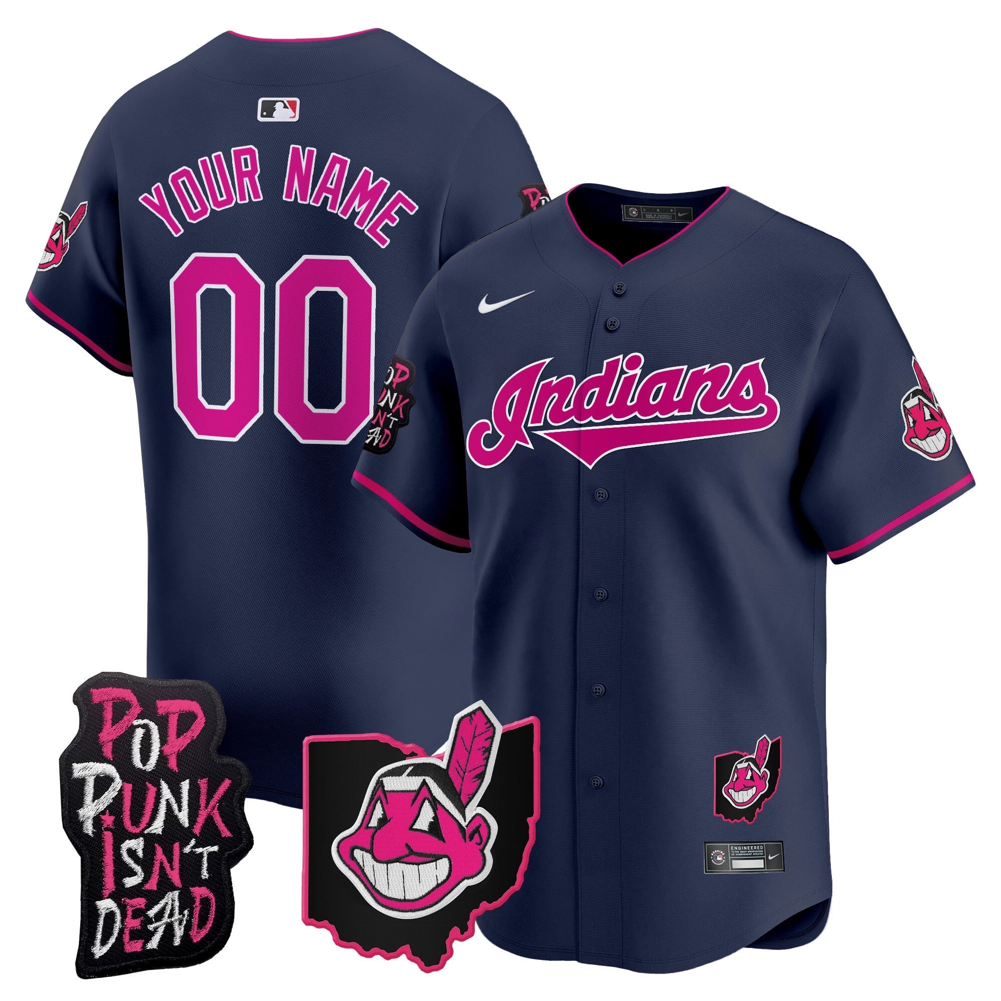 Cleveland Indians MGK Patch Vapor Premier Limited Custom Jersey - All Stitched