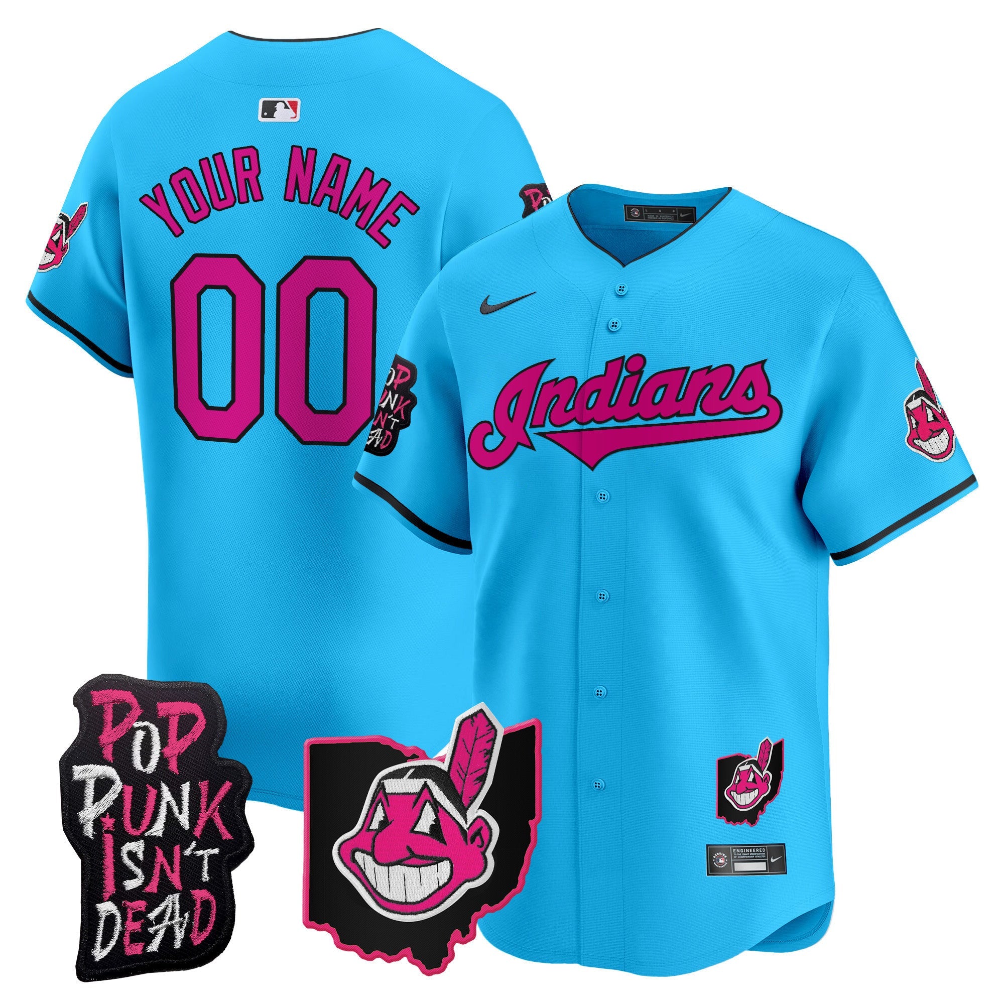 Cleveland Indians MGK Patch Vapor Premier Limited Custom Jersey - All Stitched