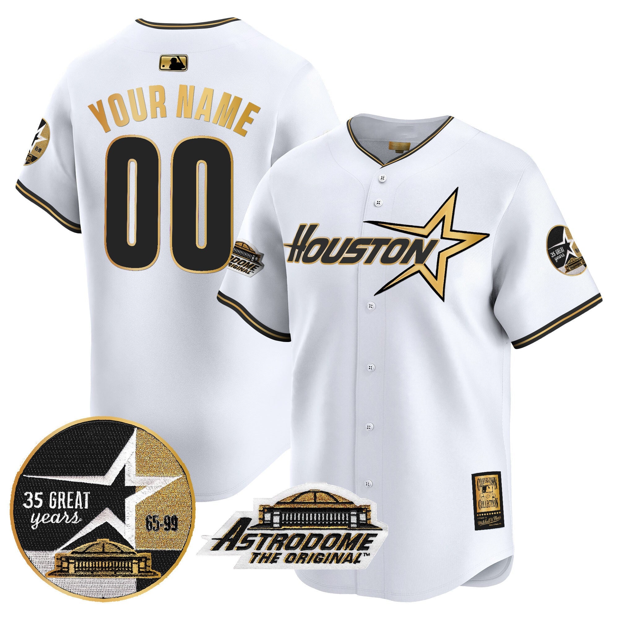 Astros 1999 Throwback 35th & Astrodome Patch Vapor Premier Limited Custom Jersey V2 - All Stitched