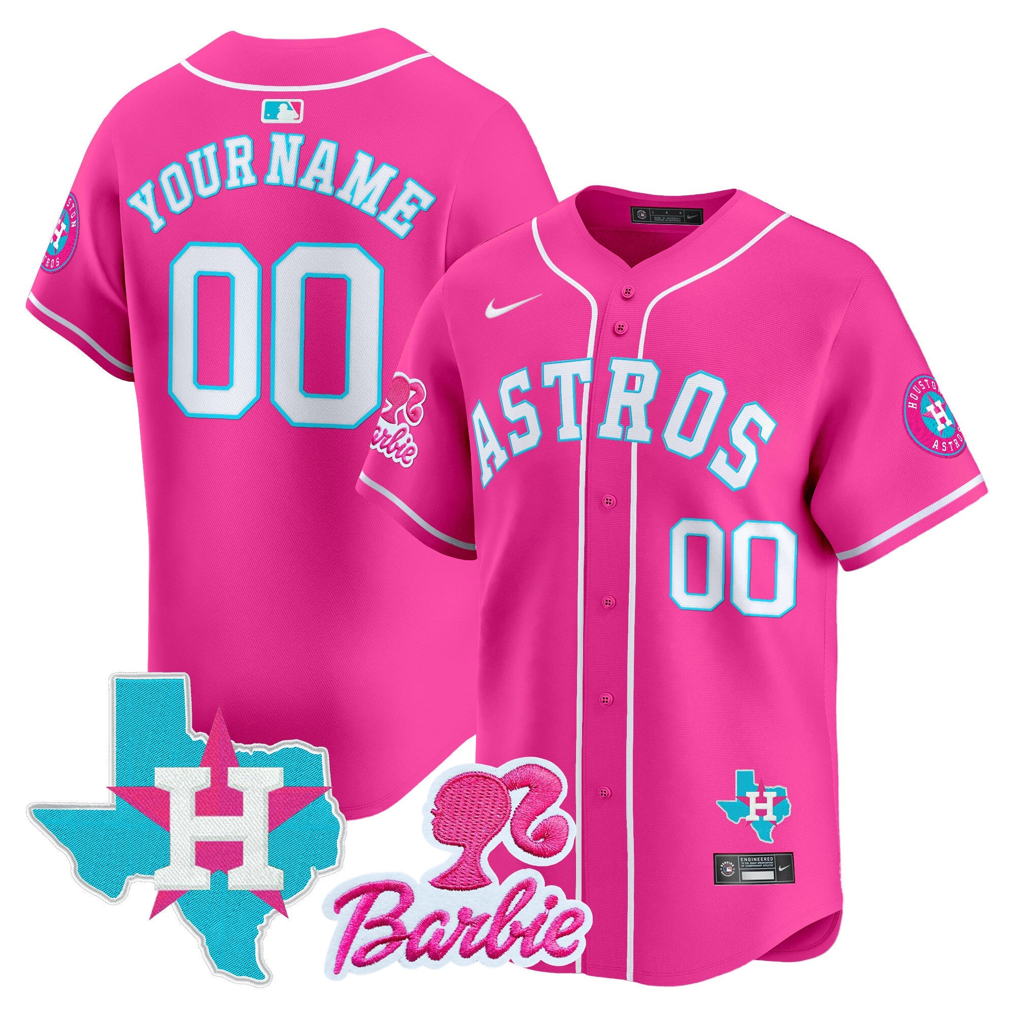 Custom Gender/Name Astros Barbie Patch Vapor Premier Limited Jersey - All Stitched