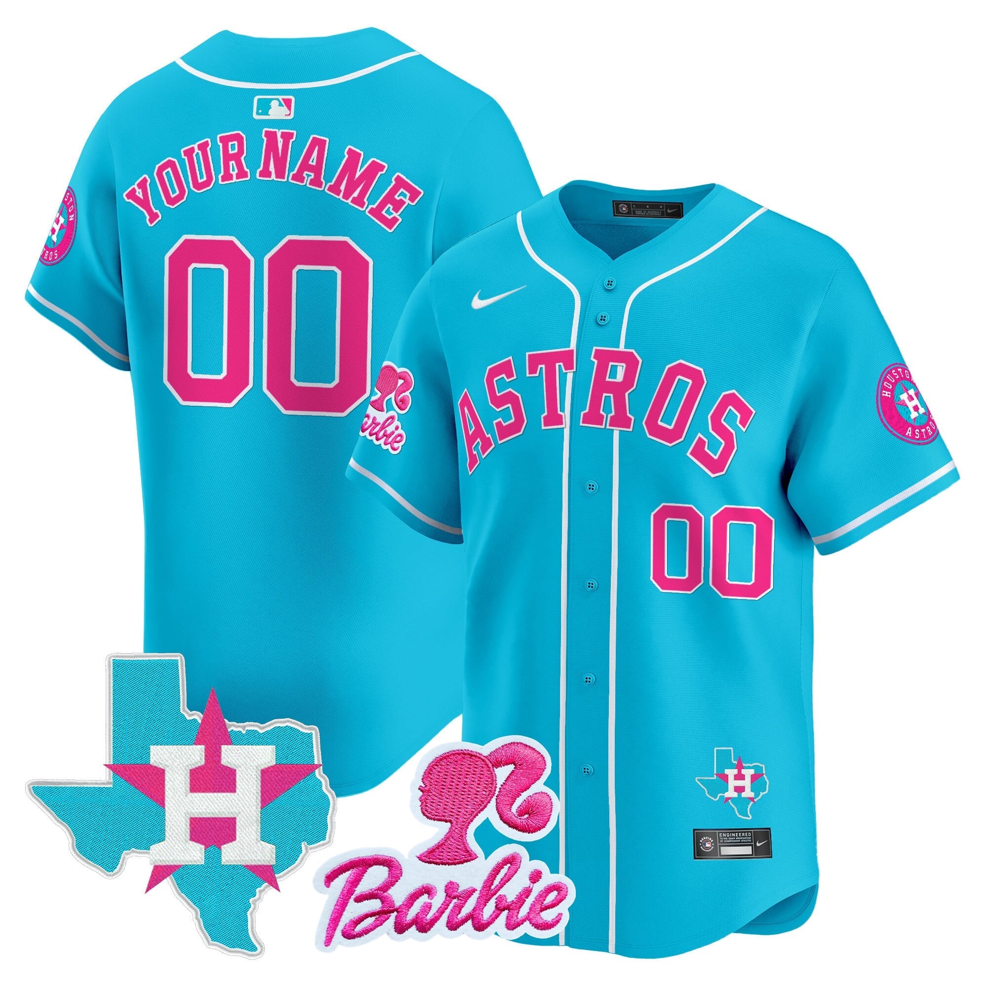 Custom Gender/Name Astros Barbie Patch Vapor Premier Limited Jersey - All Stitched