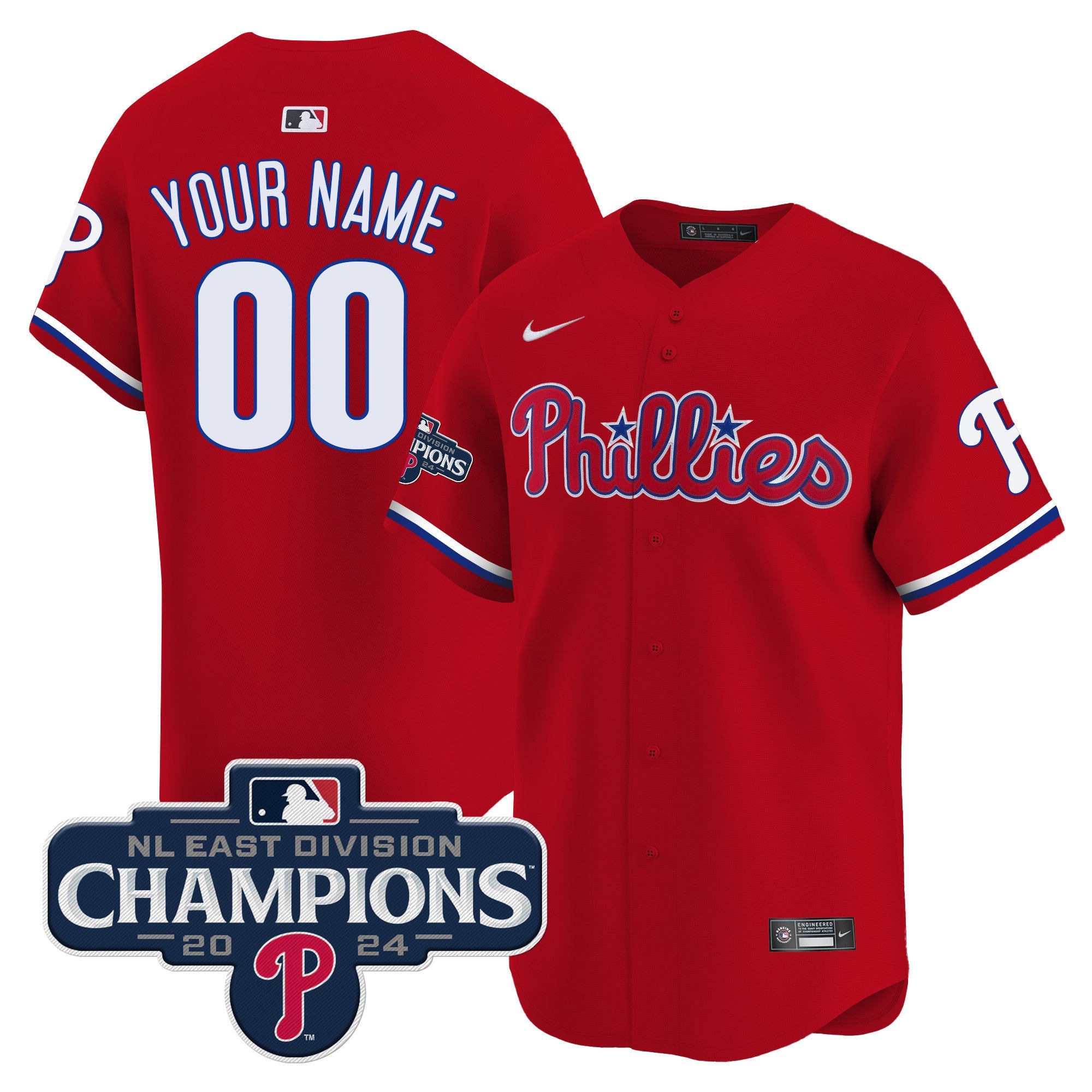 Phillies 2024 NL East Division Champions Gold Vapor Premier Limited Custom Jersey - All Stitched