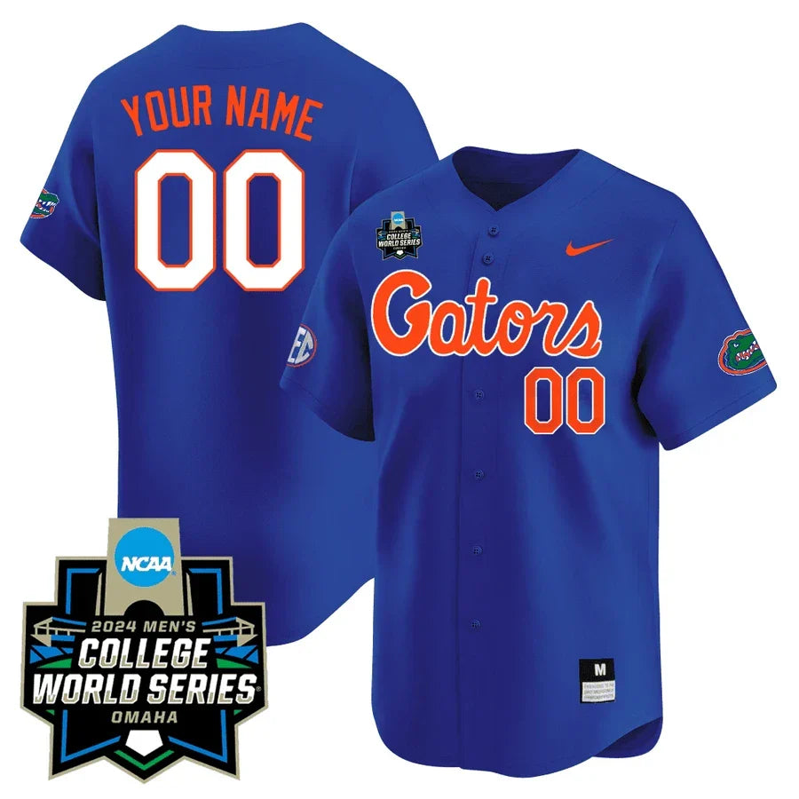 Custom Name/Gender - Florida Gators 23/24 Jersey - 2024 College World Series Patch - All Stitched