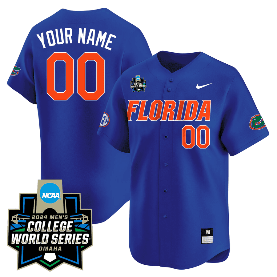 Custom Name/Gender - Florida Gators 23/24 Jersey - 2024 College World Series Patch - All Stitched