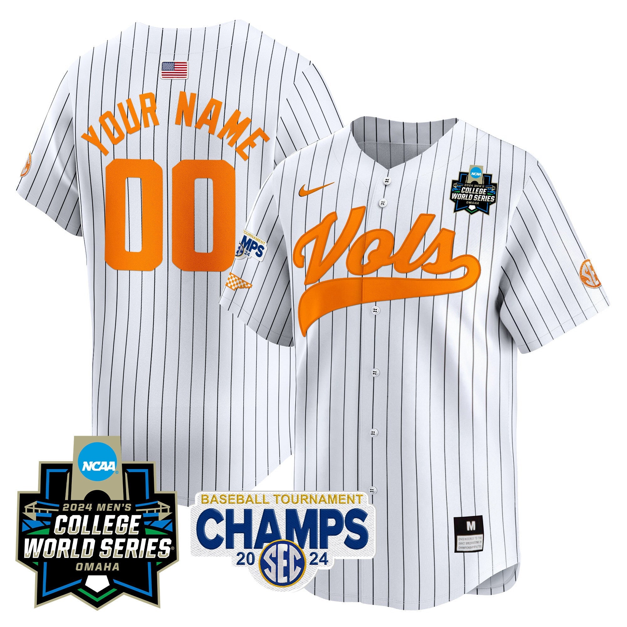 Tennessee Volunteers 2024 Tournament Champs & World Series Vapor Premier Limited Custom Jersey - All Stitched