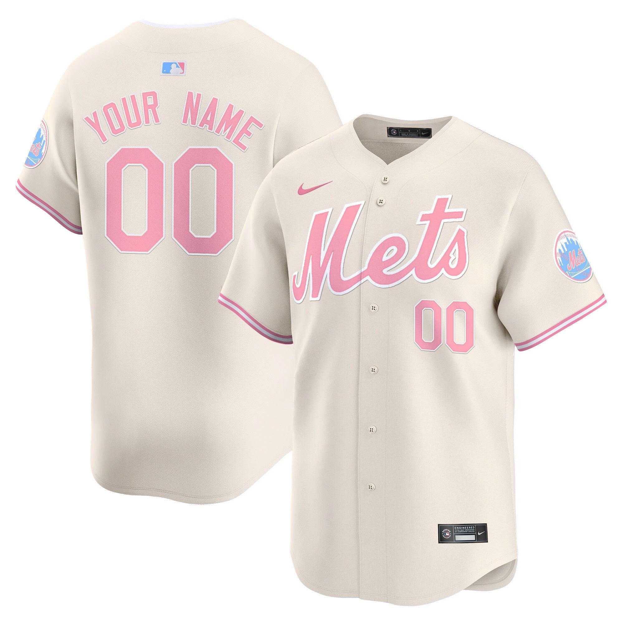 Mets Bubblegum Pink Vapor Premier Limited Custom Jersey - All Stitched