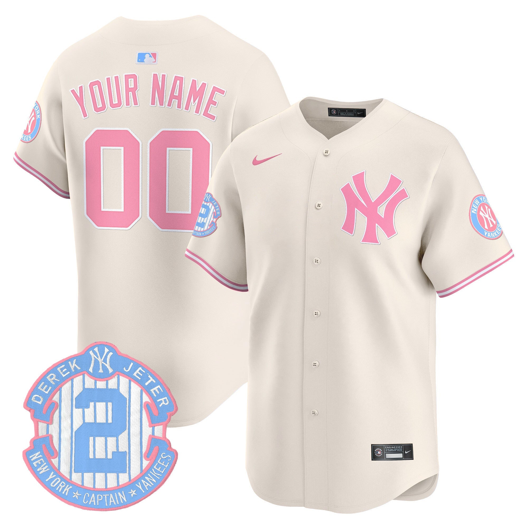 Custom New York Yankees Bubblegum Pink Vapor Premier Limited Jersey - All Stitched