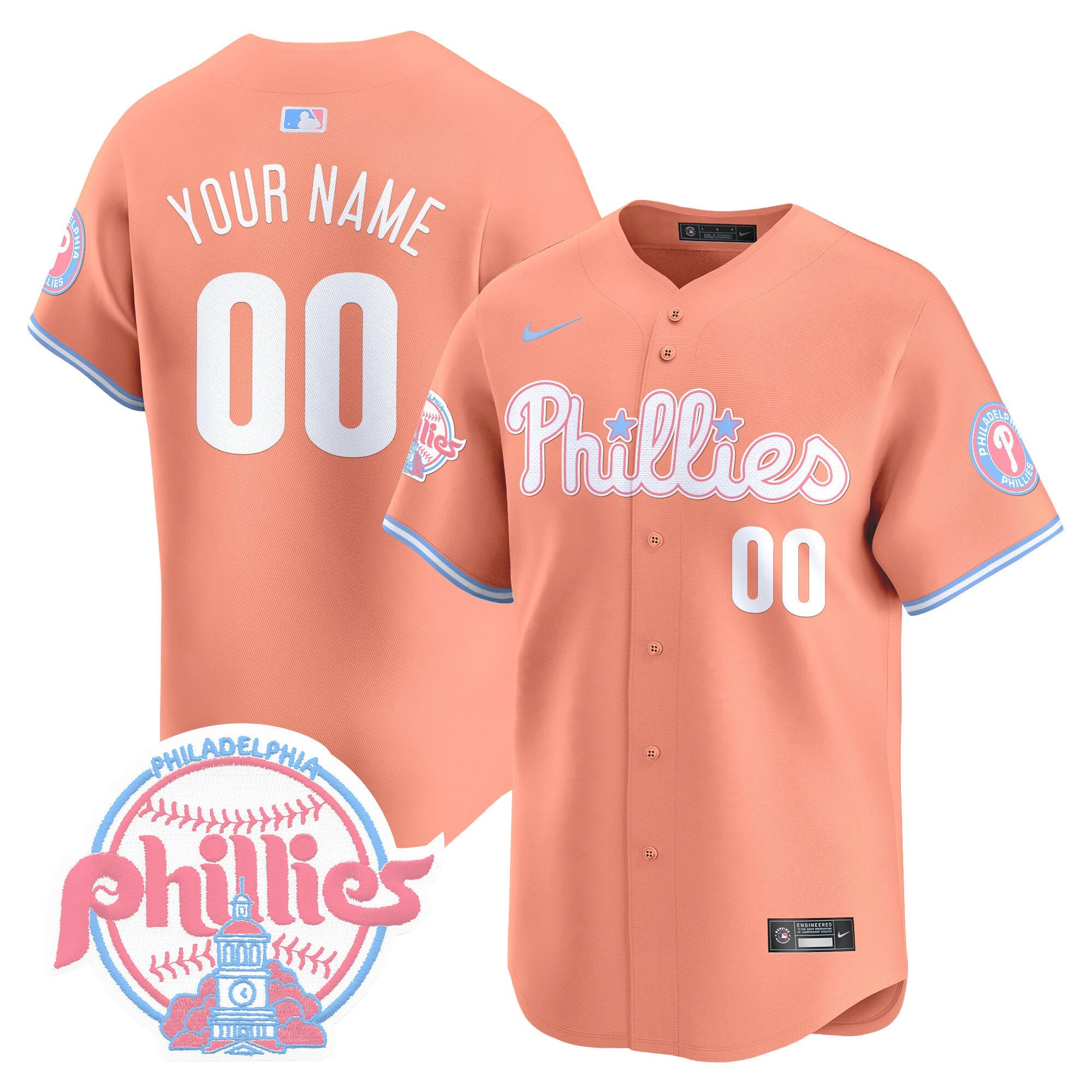 Custom Phillies Bubblegum Pink Vapor Premier Limited Jersey V2 - All Stitched