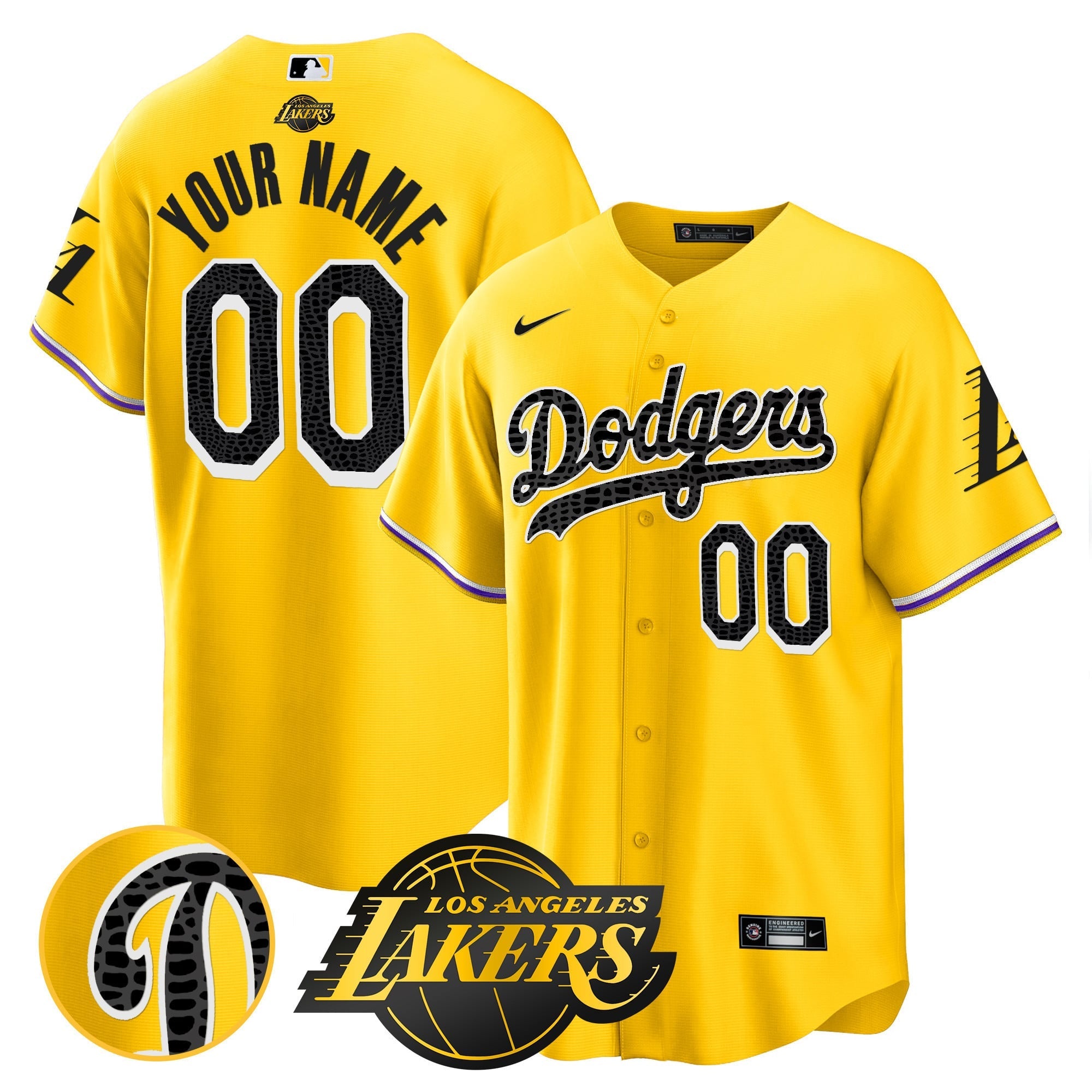 Dodgers Cool Base Mamba Custom Jersey - All Stitched