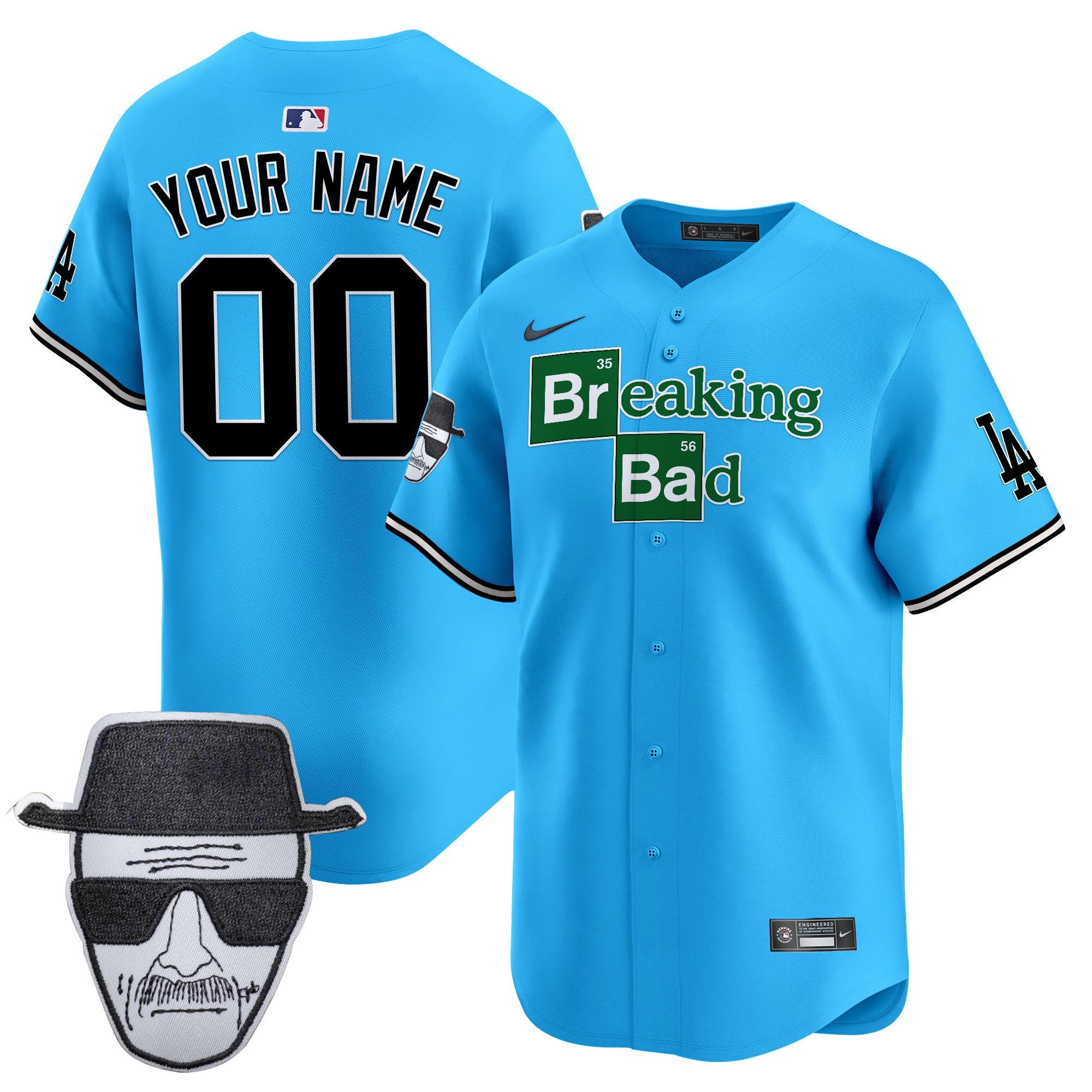 Dodgers Breaking Bad Walter White Patch Vapor Premier Limited Custom Jersey - All Stitched