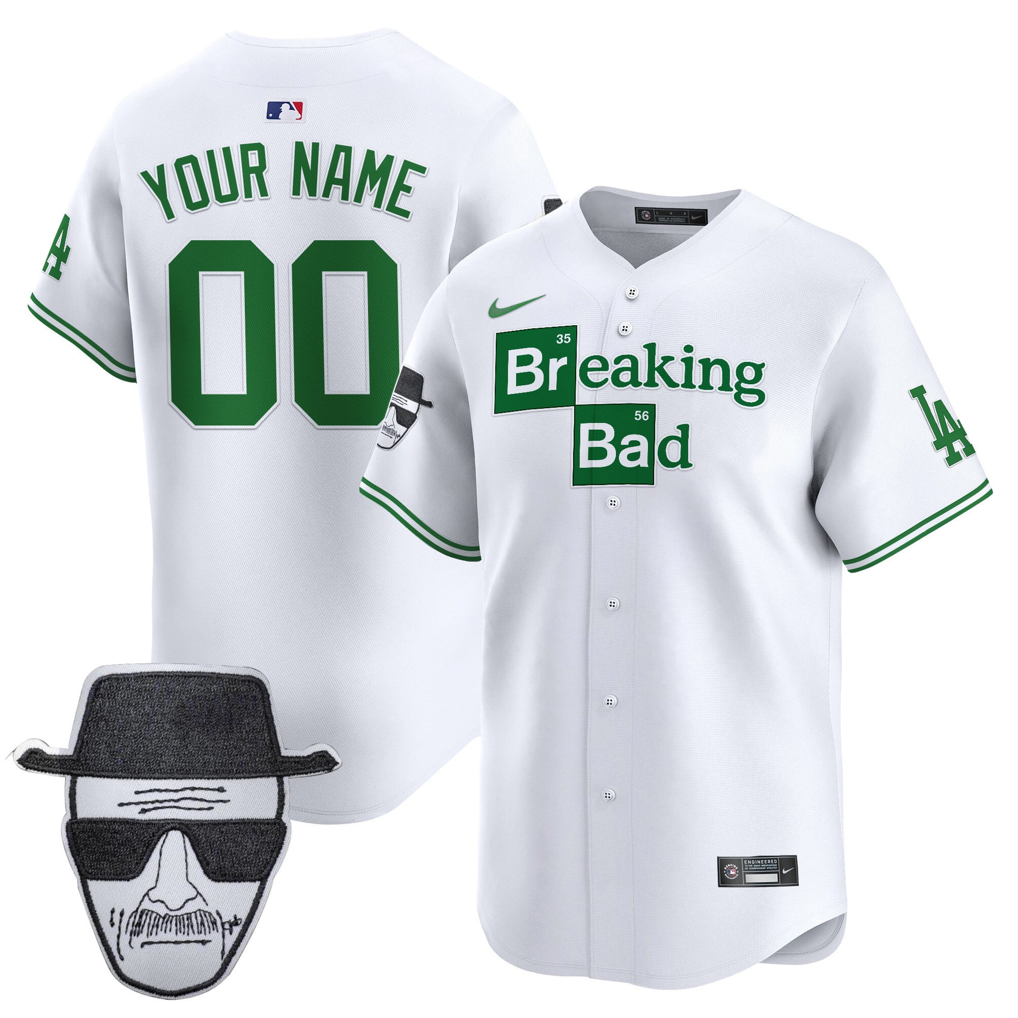 Dodgers Breaking Bad Walter White Patch Vapor Premier Limited Custom Jersey - All Stitched
