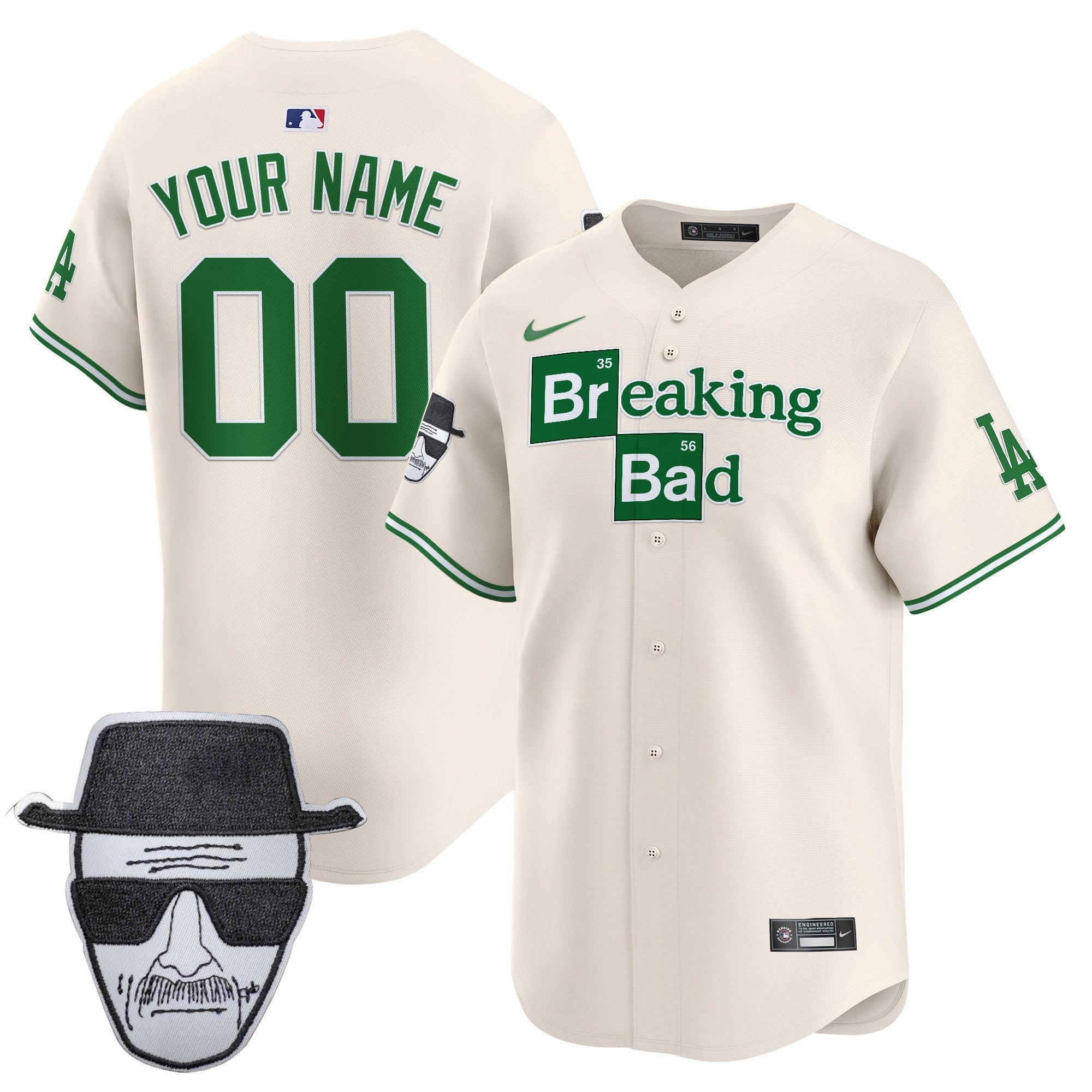 Dodgers Breaking Bad Walter White Patch Vapor Premier Limited Custom Jersey - All Stitched