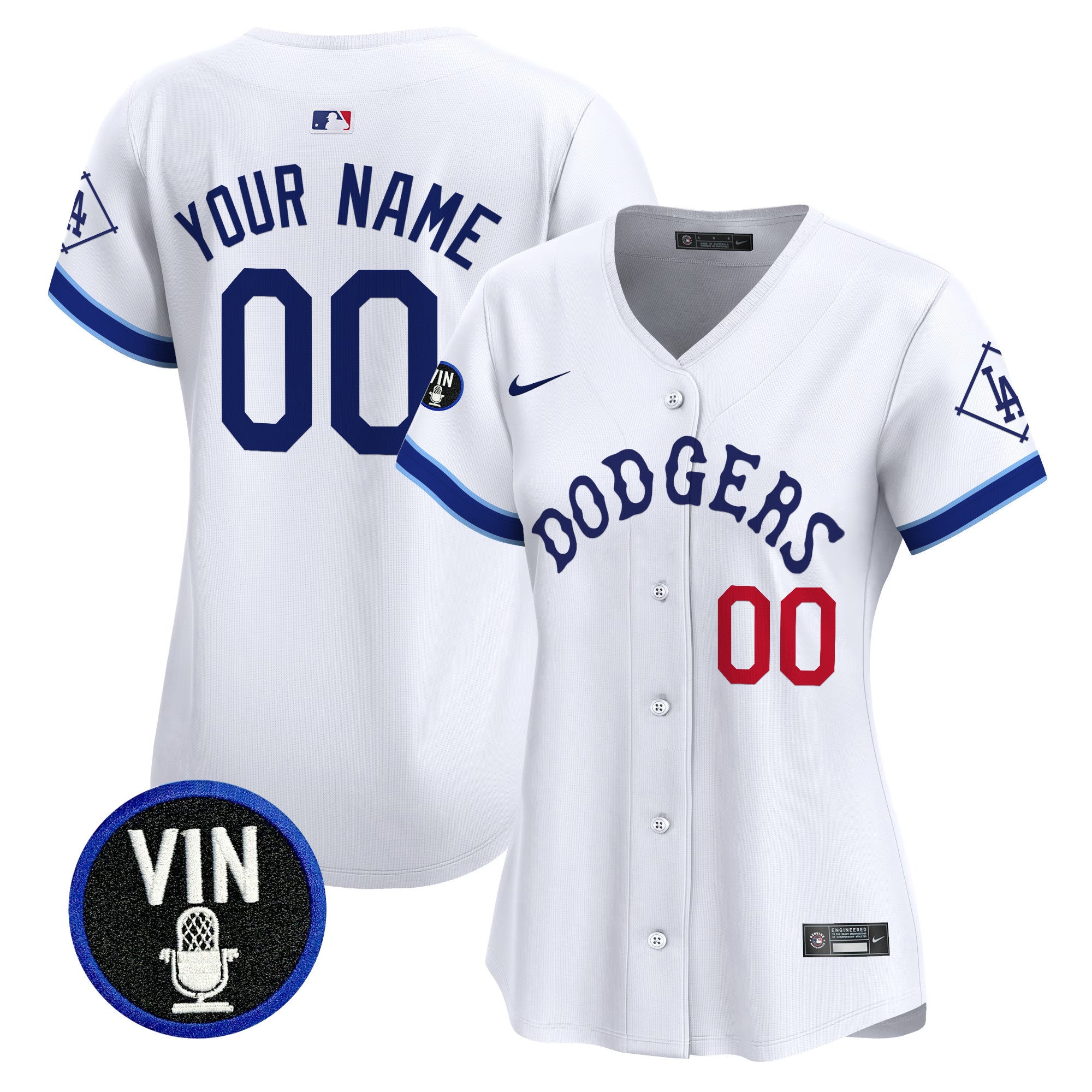 Dodgers Tribute Vin Scully Patch Vapor Premier Limited Custom Jersey - All Stitched