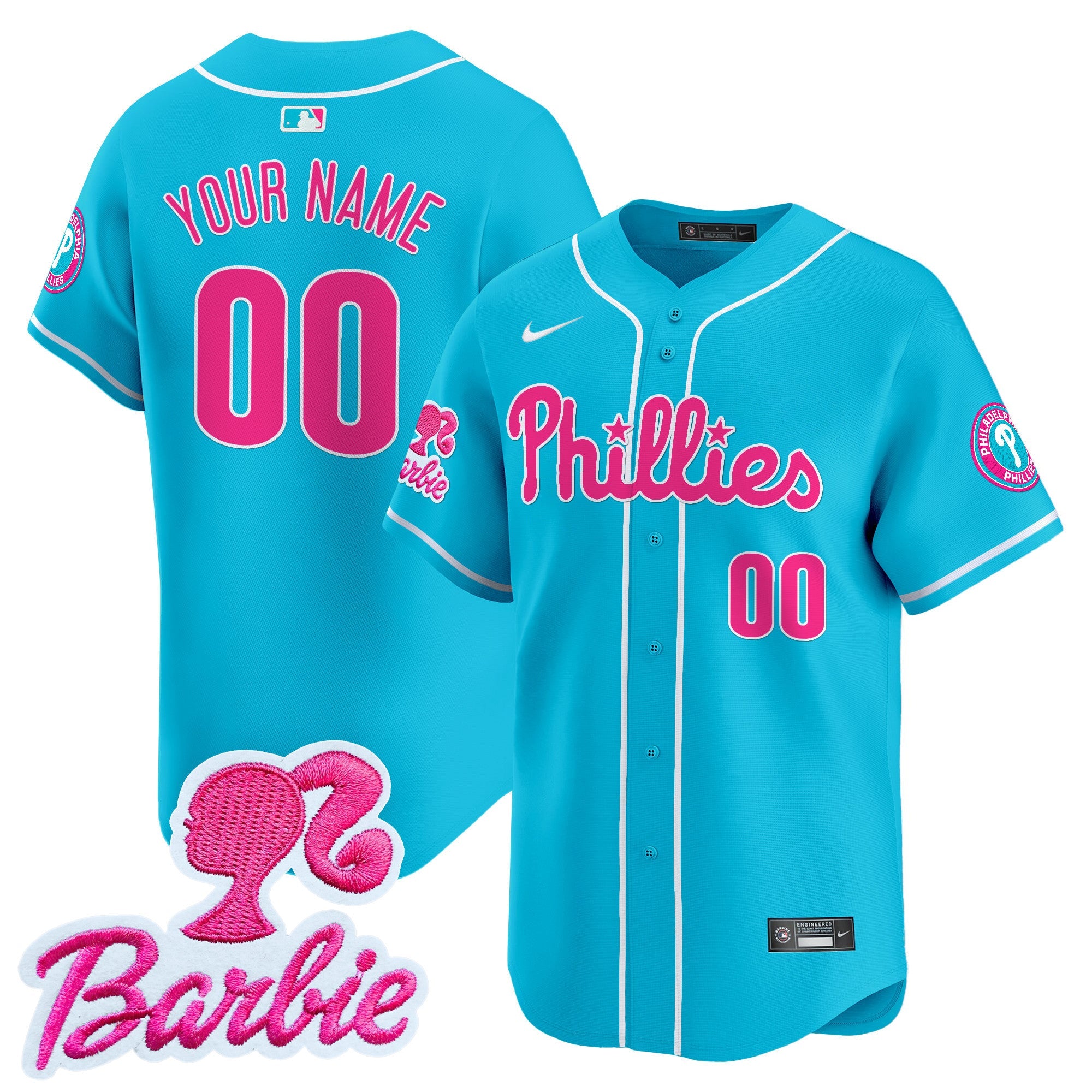 Custom Gender/Name Phillies Barbie Patch Vapor Premier Limited Jersey - All Stitched